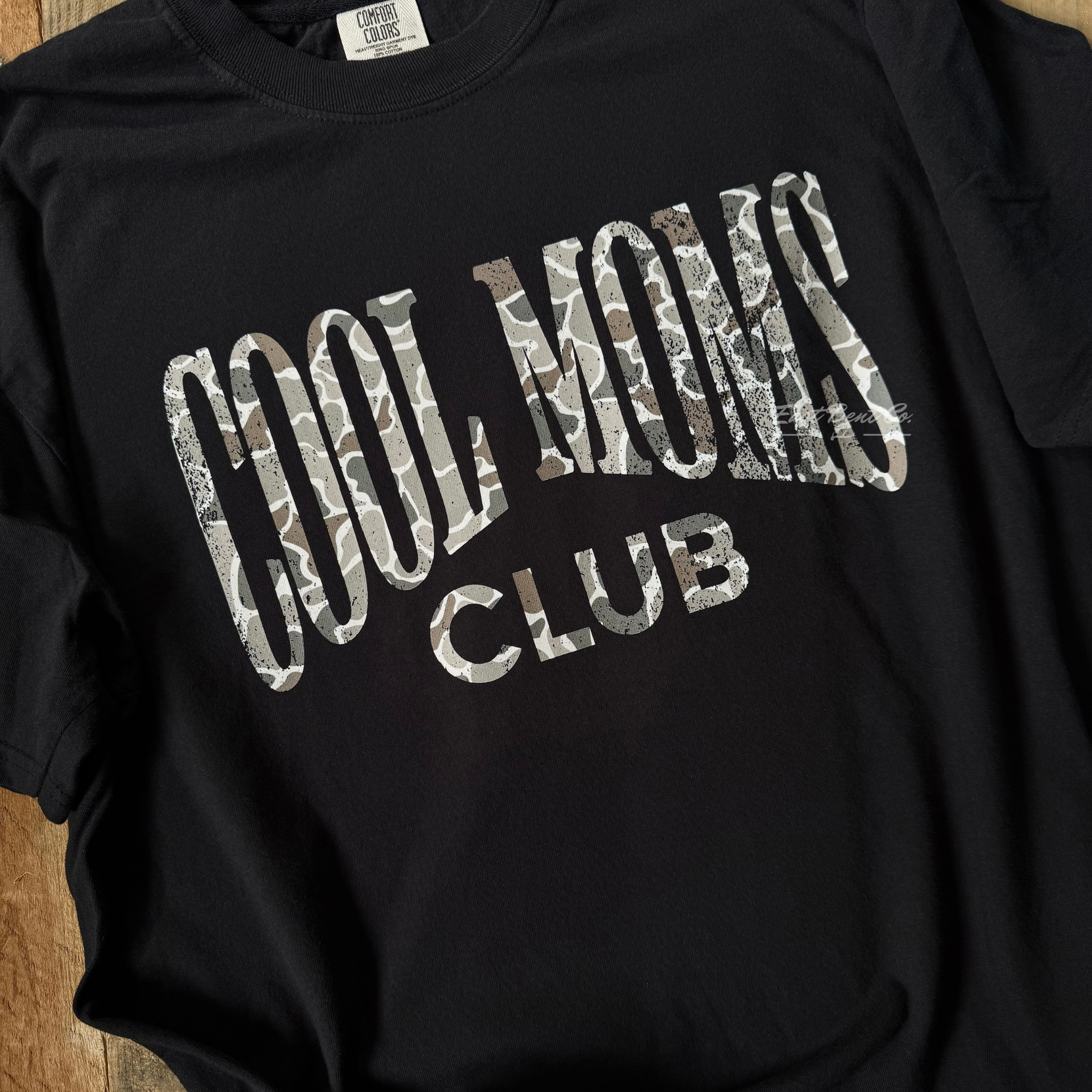 Cool Moms Club Distressed Camo Adult Short Sleeve