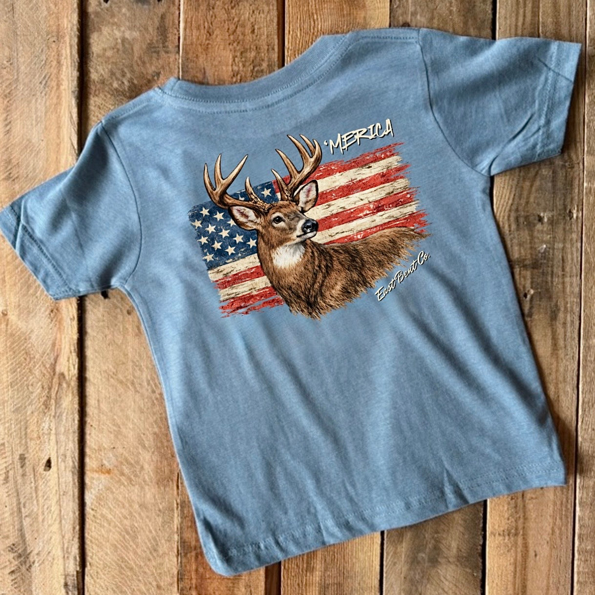 ‘Merica Buck Flag Kids Short Sleeve Shirt