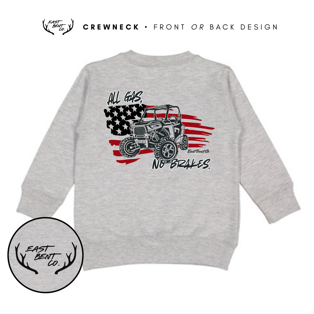 All Gas No Brakes Kids Crewneck Sweatshirt