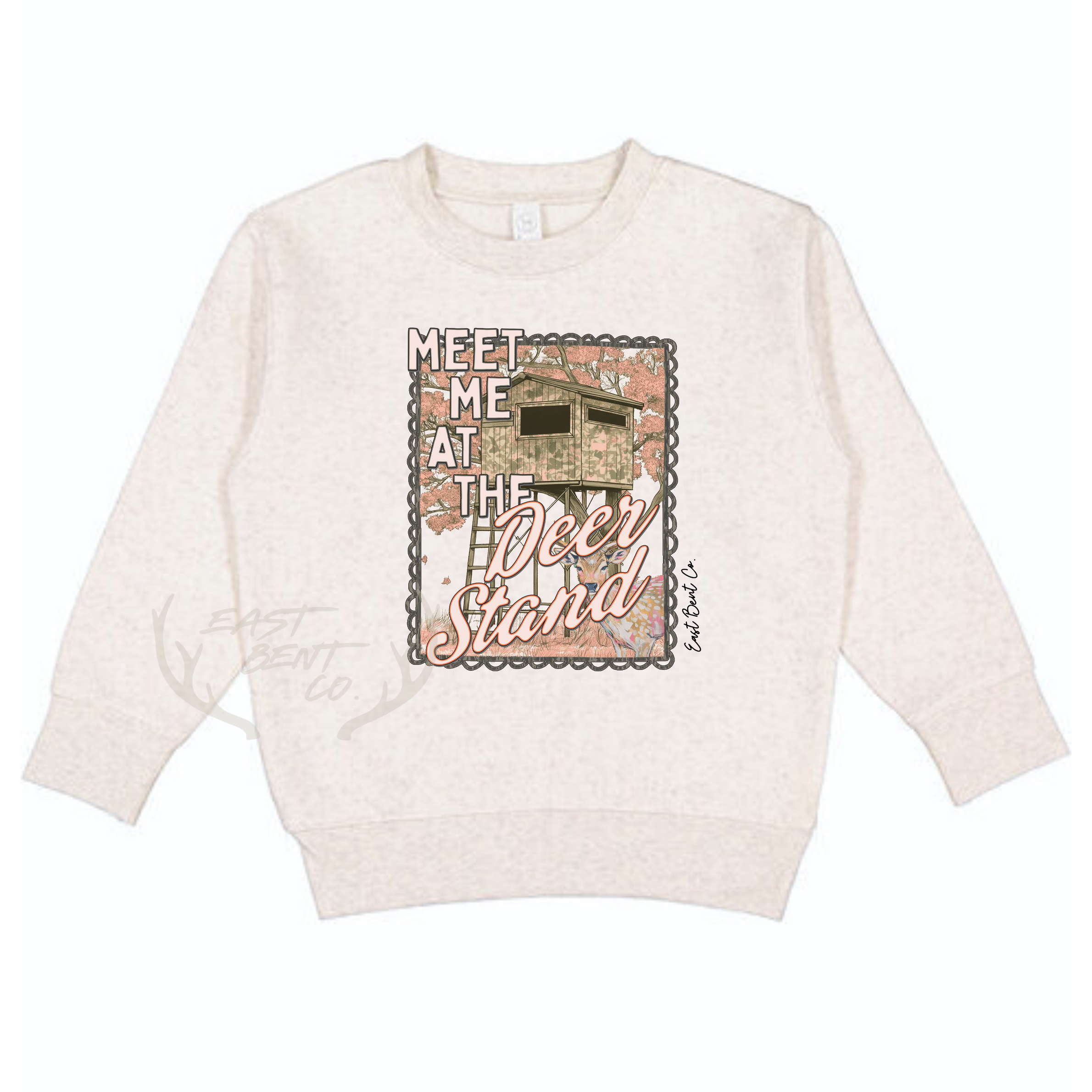 Meet Me At The Deer Stand Girls Crewneck Sweatshirt (Front Design)