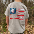 Baseball American Flag Kids Short Sleeve Shirt