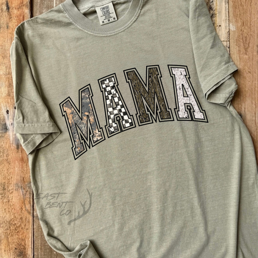 Retro Hunting Camo Mama Adult Short Sleeve Shirt