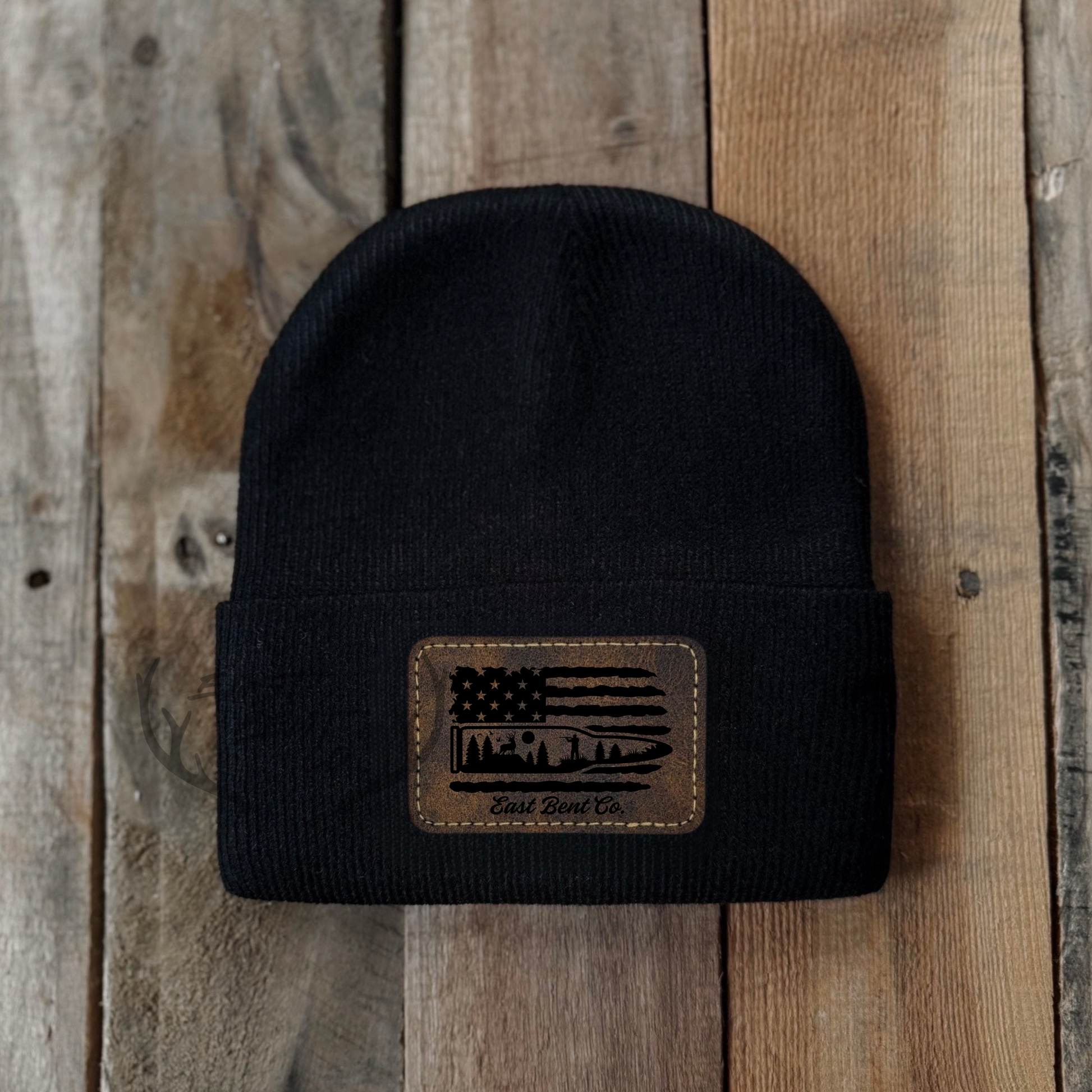 East Bent Co. Toddler Leatherette Patch Beanies