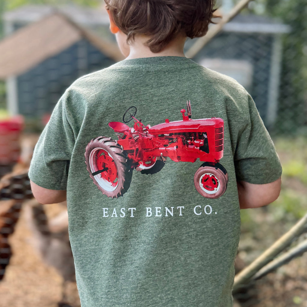 Vintage Red Tractor Kids Short Sleeve Shirt