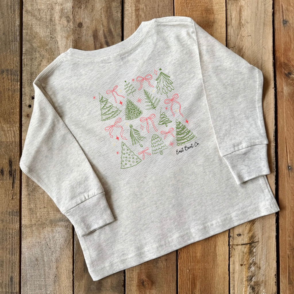 Coquette Christmas Trees Girls Long Sleeve Shirt