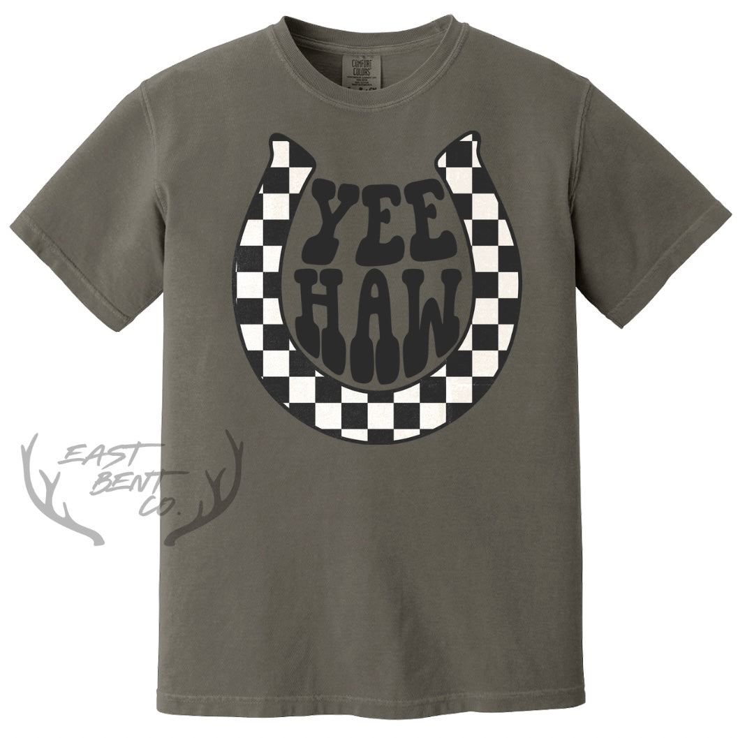 Checkered Yeehaw Adult Short Sleeve Shirt