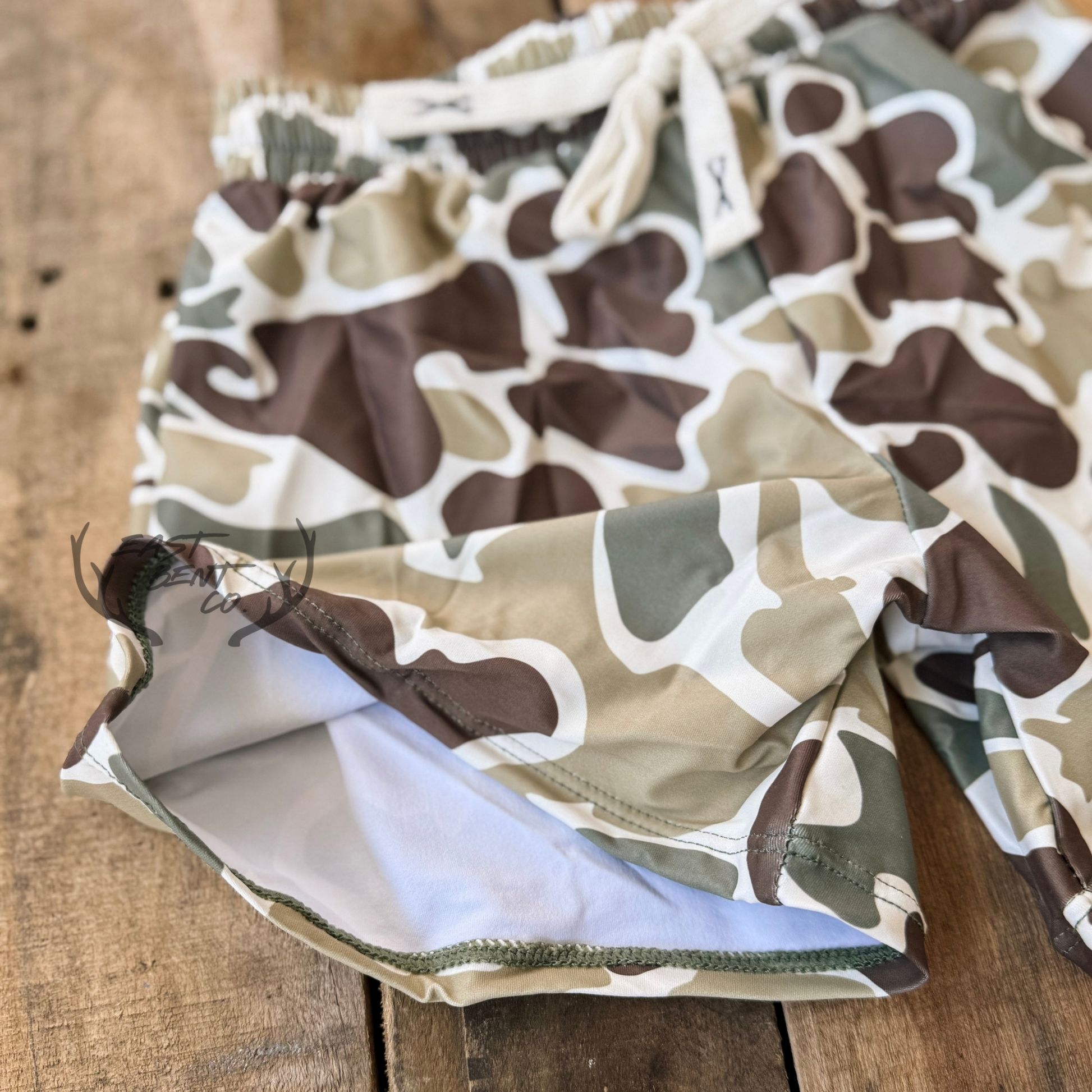 Retro Green Camo Kids Swim Shorts