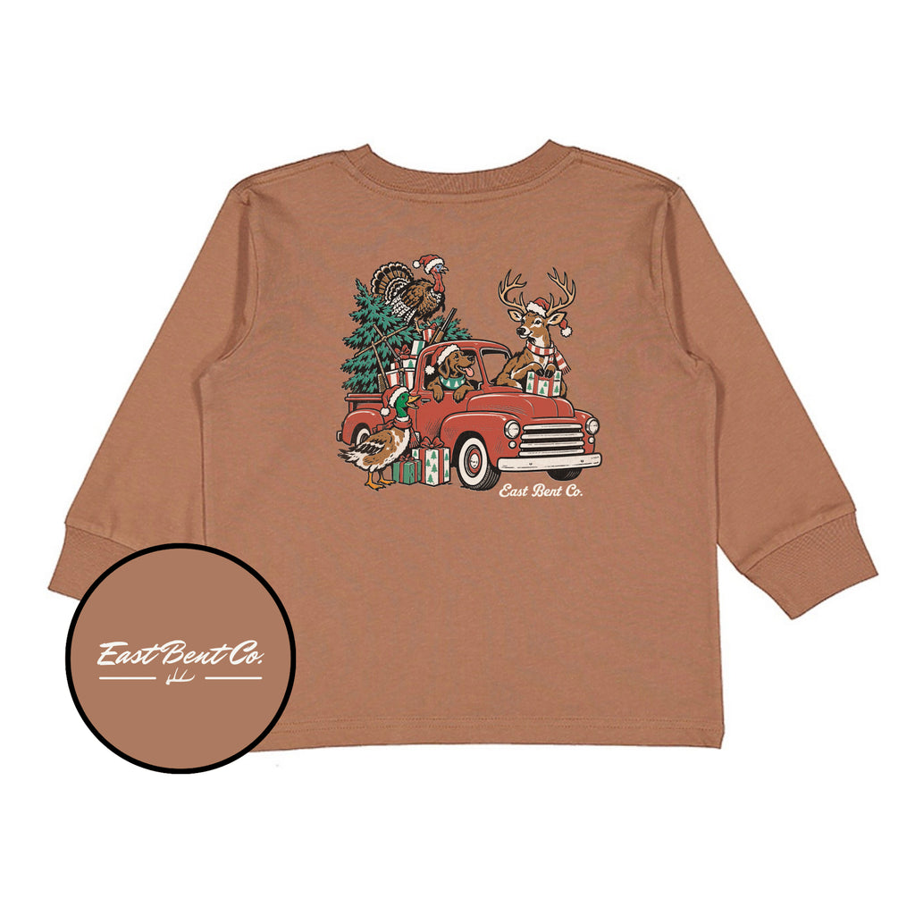Vintage Hunting Crew Christmas Truck Long Sleeve Shirt