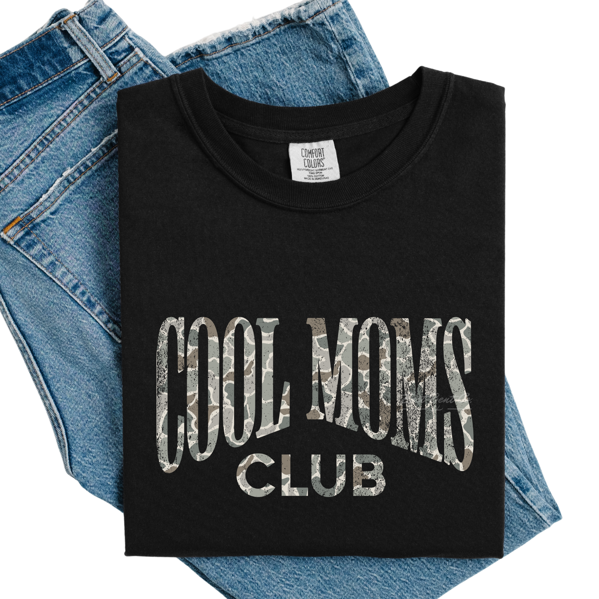 Cool Moms Club Distressed Camo Adult Short Sleeve