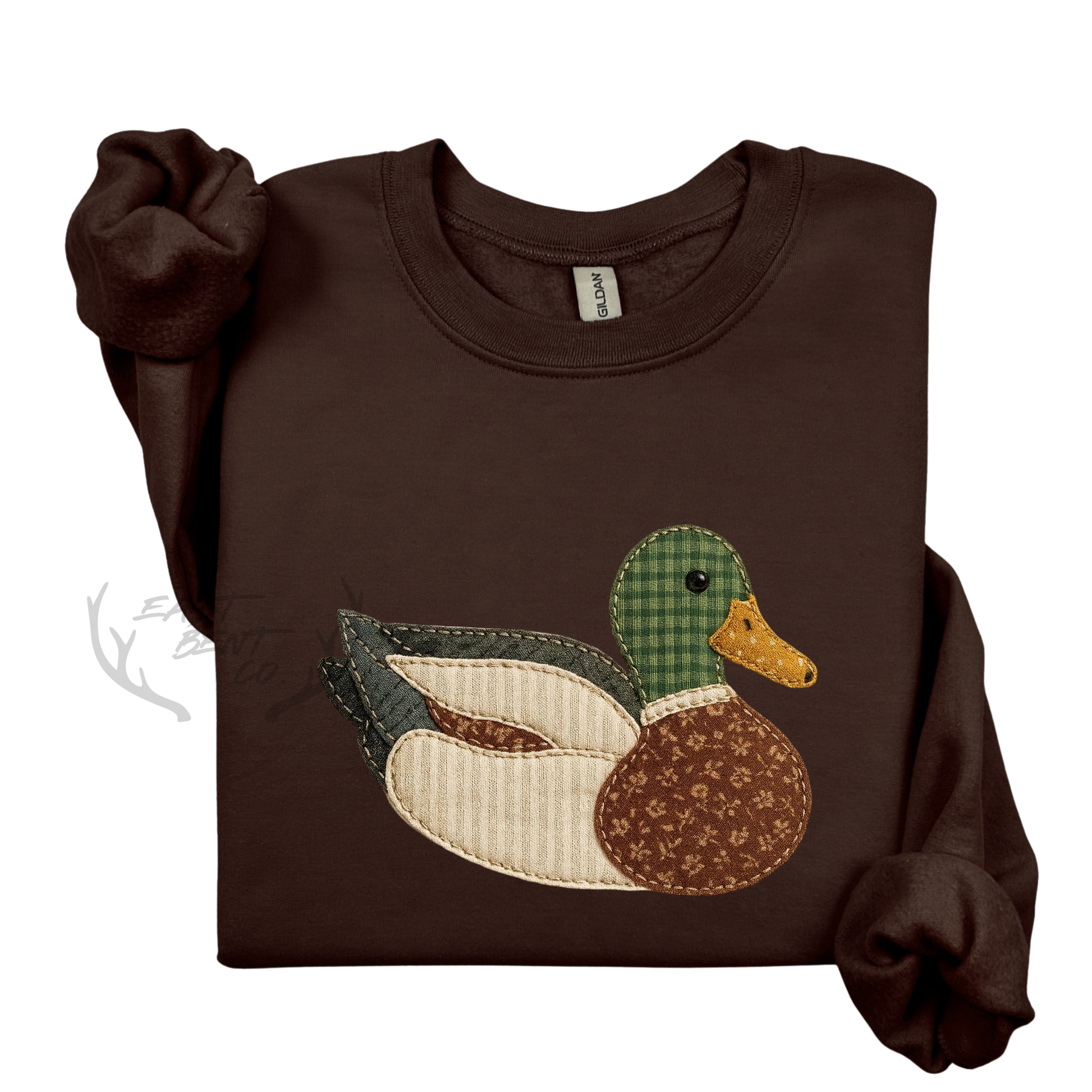 Vintage Faux Patchwork Mallard Adult Crewneck Sweatshirt