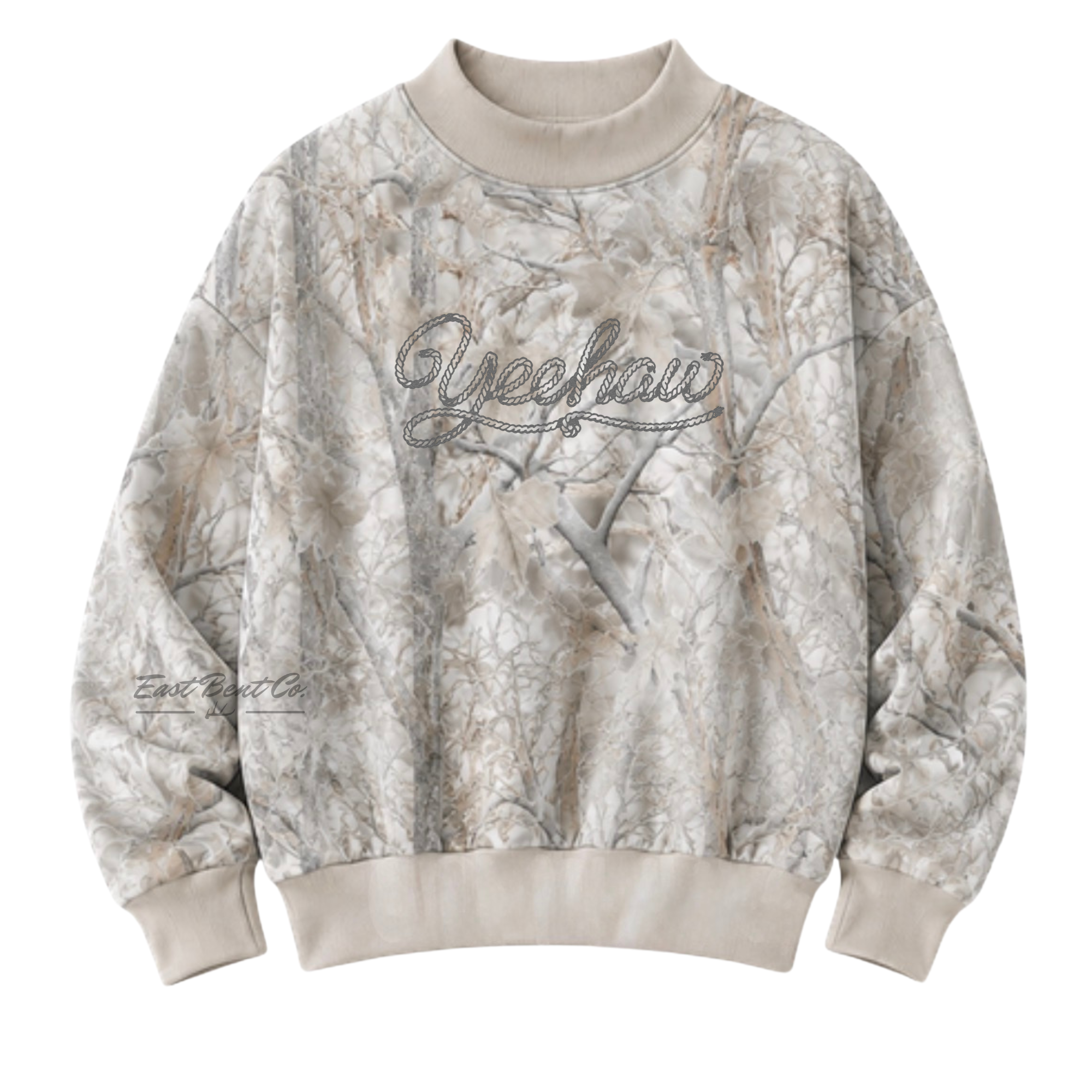 Adult Light Camo Mock Neck Crewneck Sweatshirt