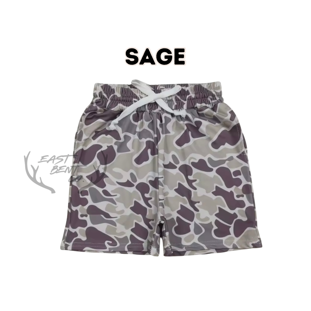 Sage Camo Kids Chillax Shorts
