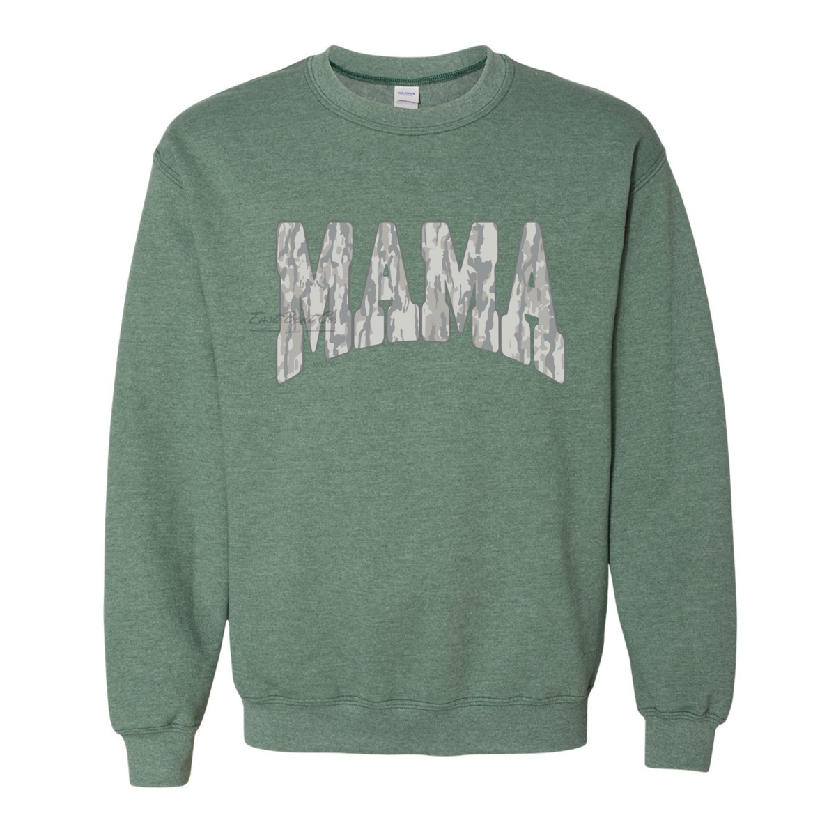 Faded Gray Bark Camo Mama Adult Crewneck Sweatshirt