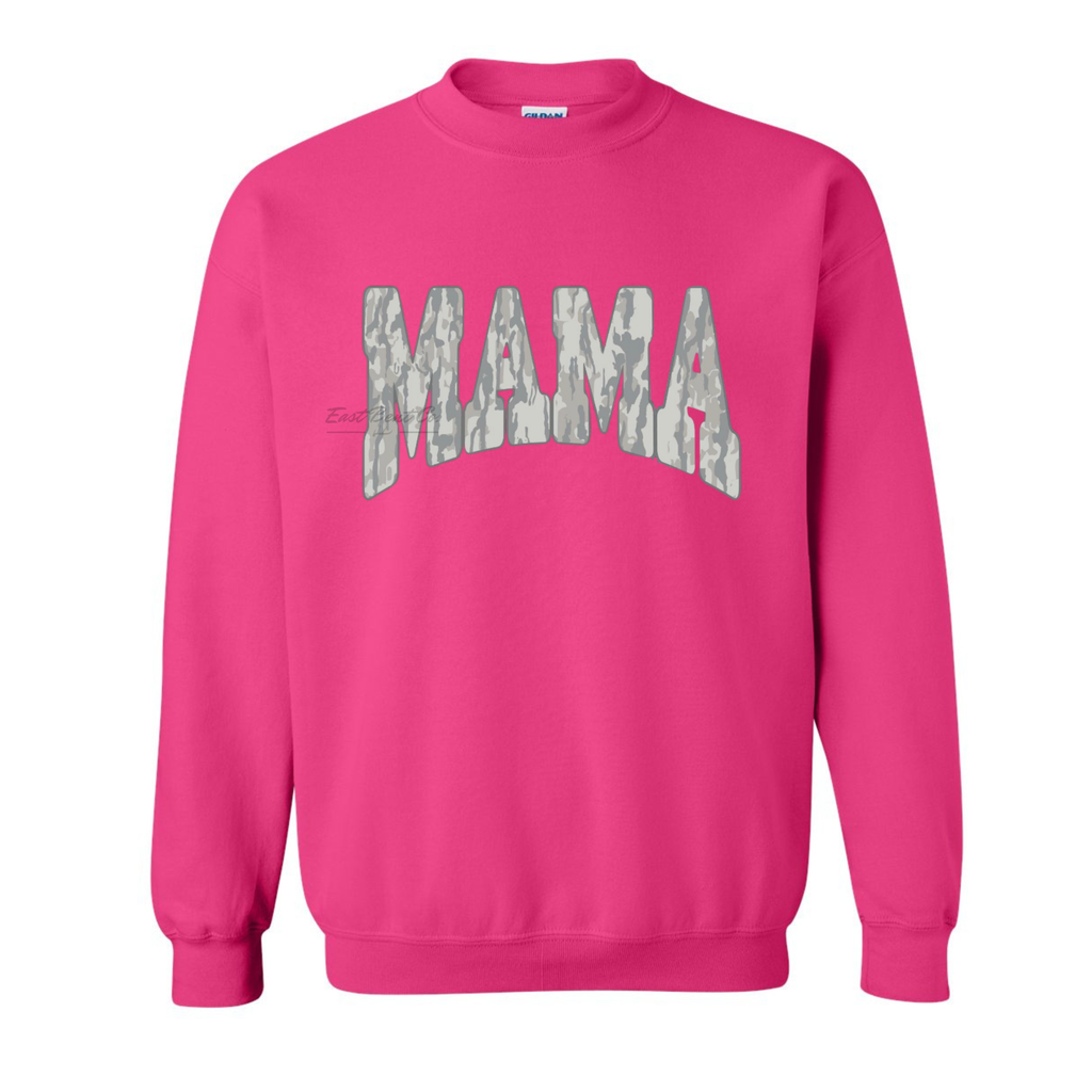 Faded Gray Bark Camo Mama Adult Crewneck Sweatshirt