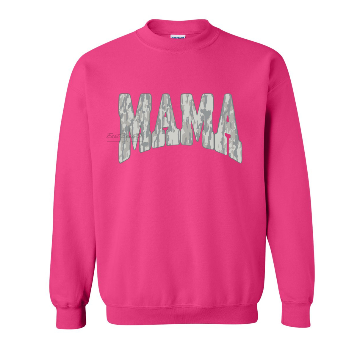 Faded Gray Bark Camo Mama Adult Crewneck Sweatshirt