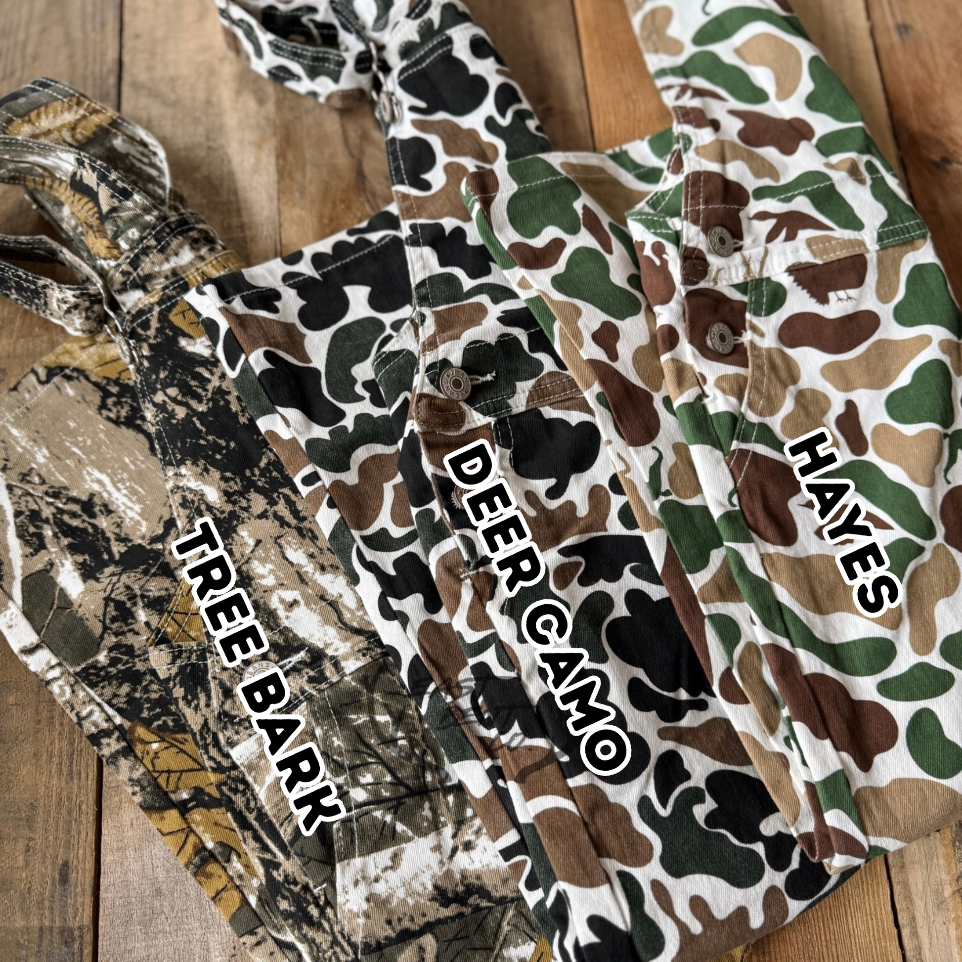 Tree Bark Camo Kids Overalls