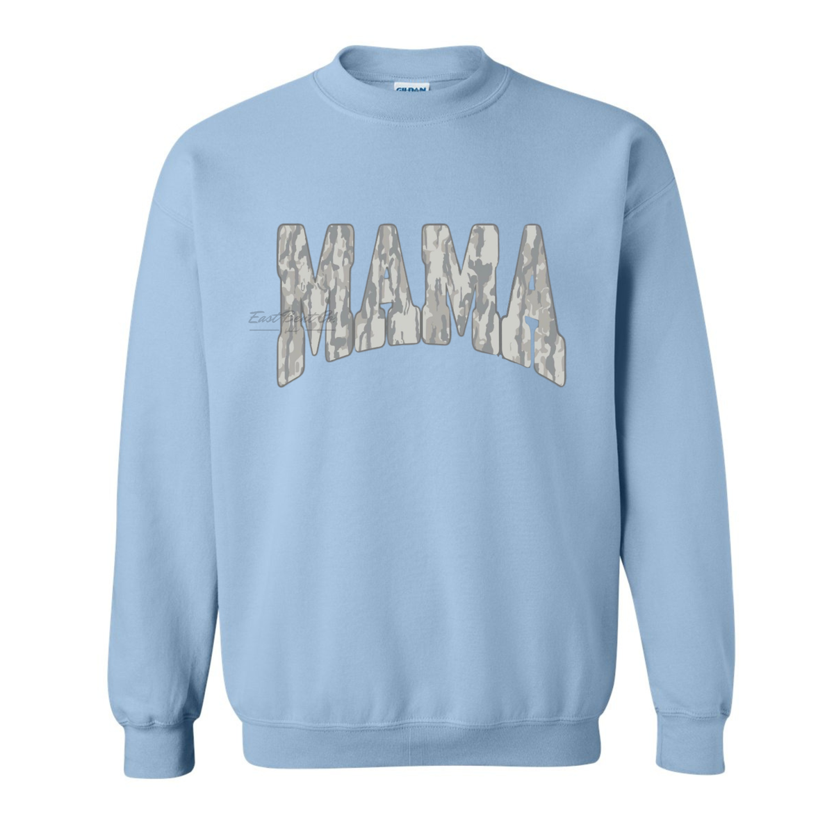 Faded Gray Bark Camo Mama Adult Crewneck Sweatshirt