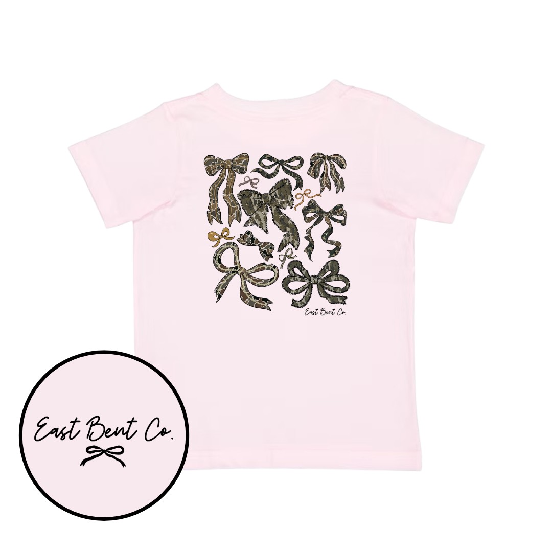 Camo Bows Girls Short Sleeve Shirt