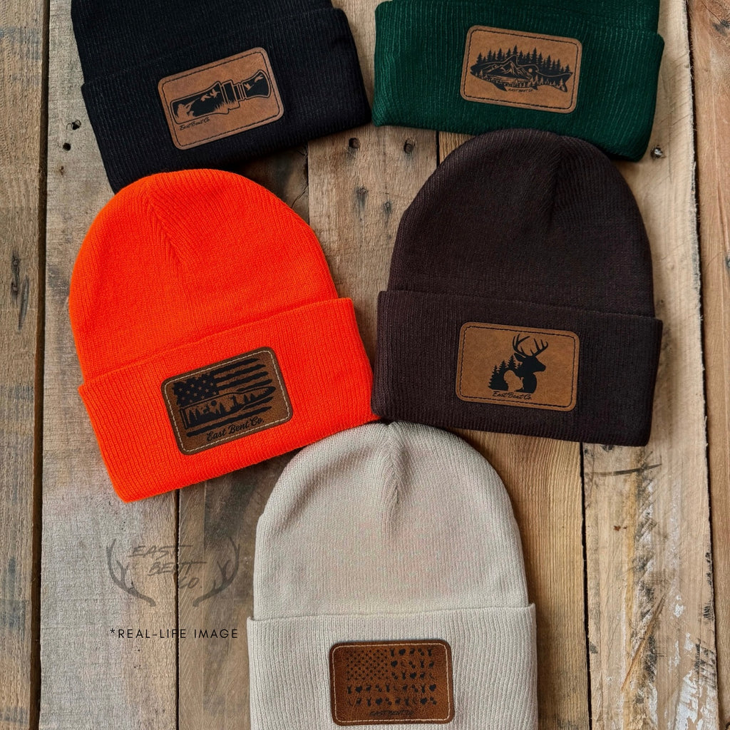 East Bent Co. Toddler Leatherette Patch Beanies