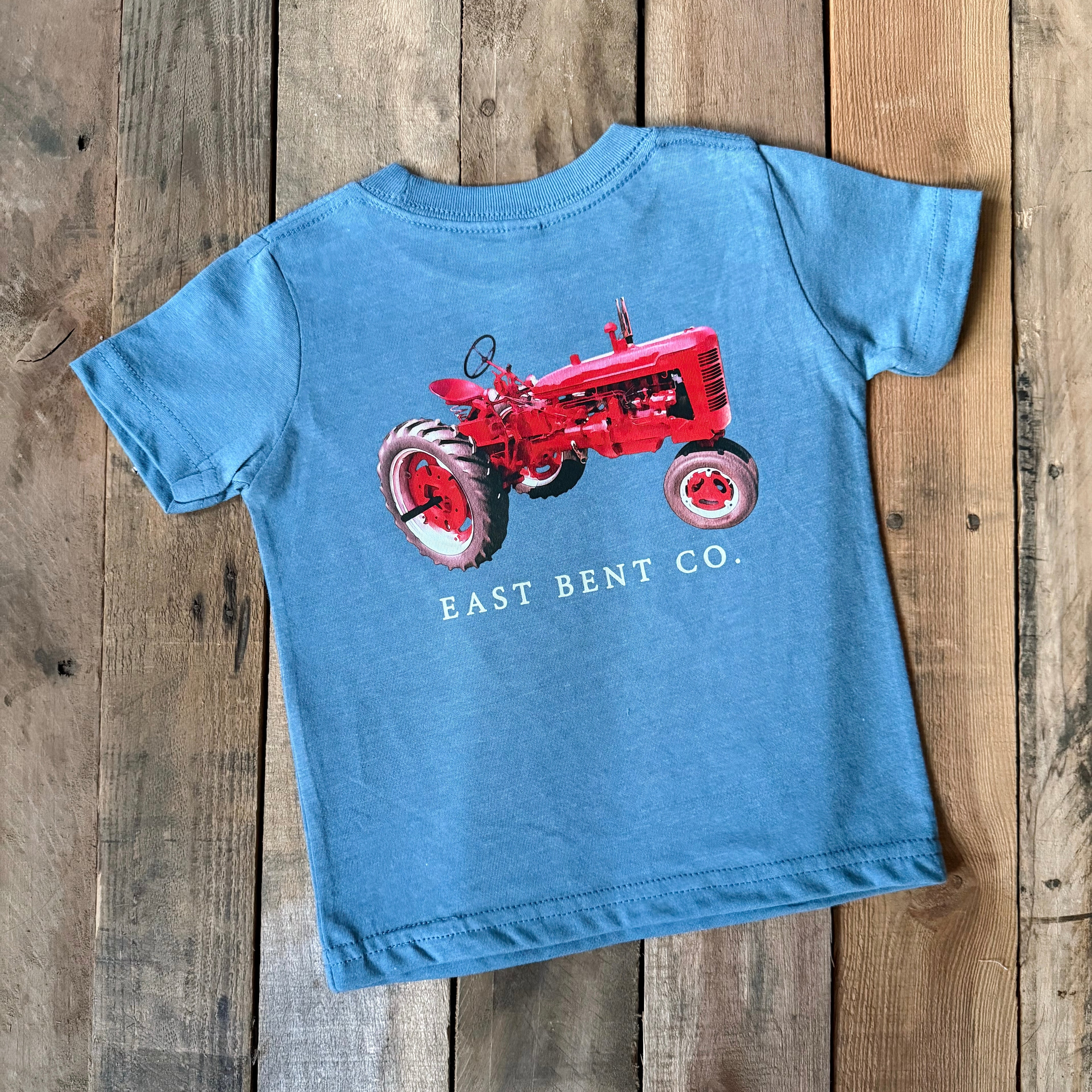 Vintage Red Tractor Kids Short Sleeve Shirt