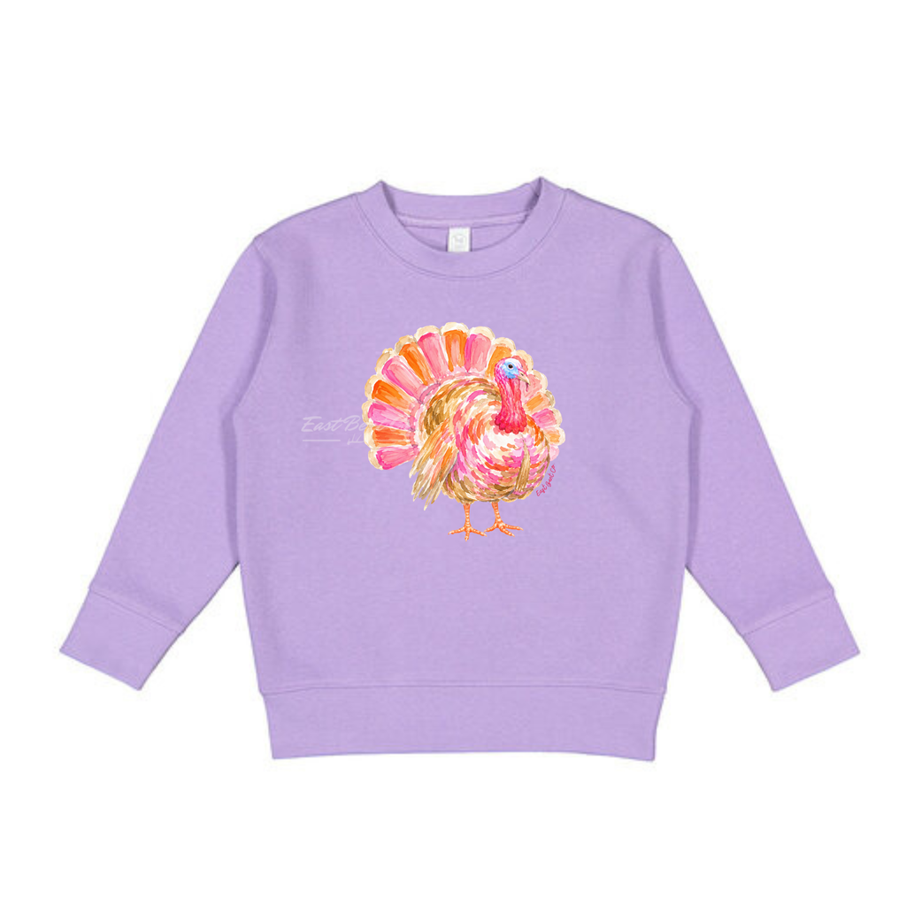 Watercolor Turkey Girls Crewneck Sweatshirt (Front Design)
