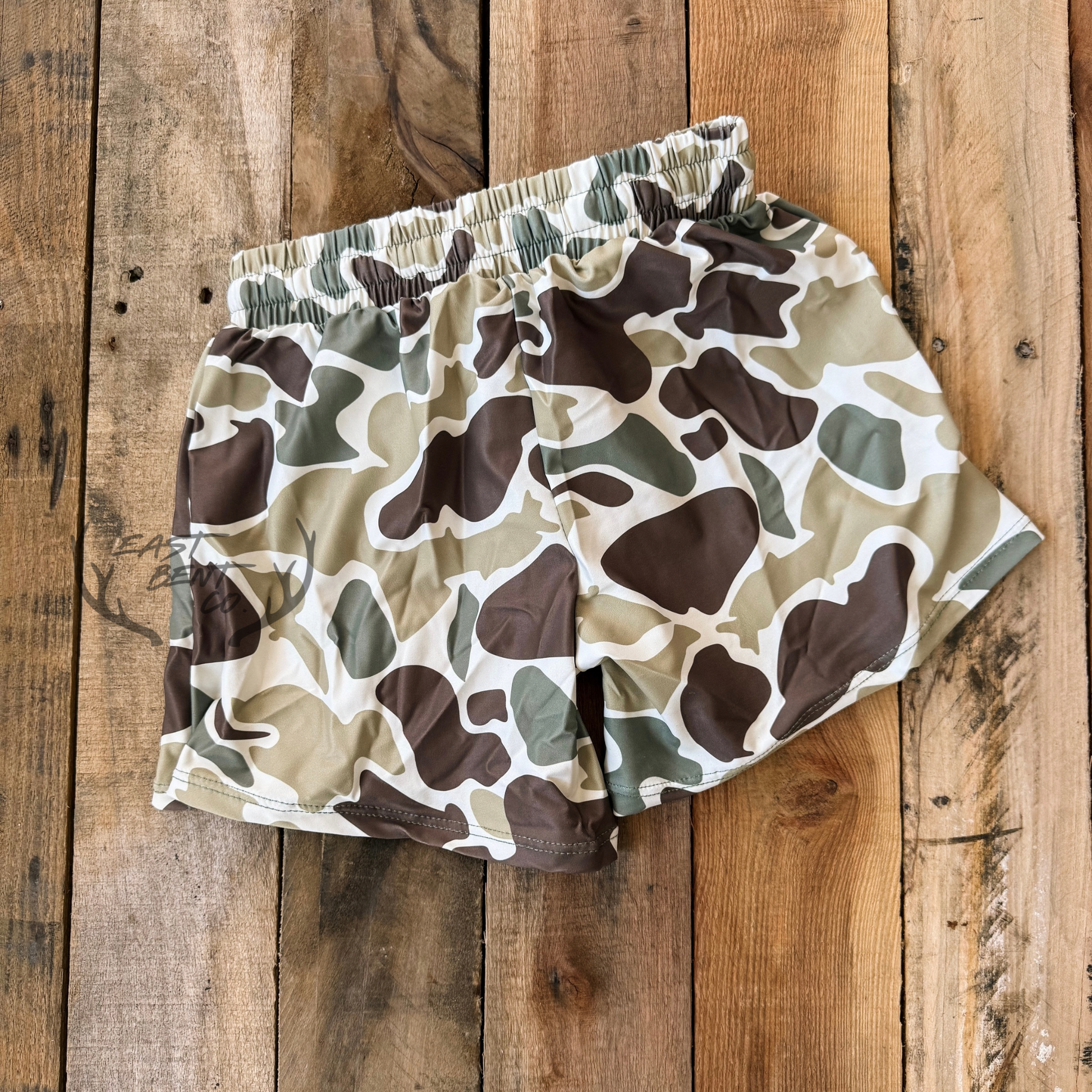 Retro Green Camo Kids Swim Shorts
