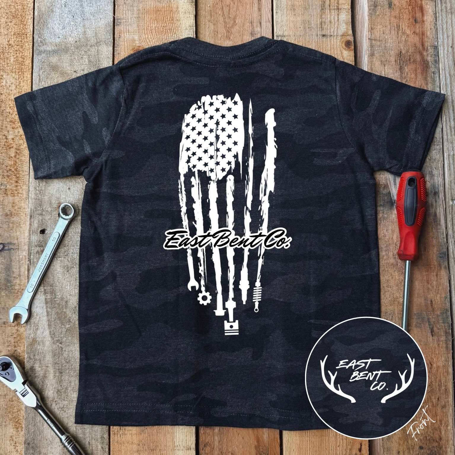 Mechanic Tools American Flag Short Sleeve Shirt