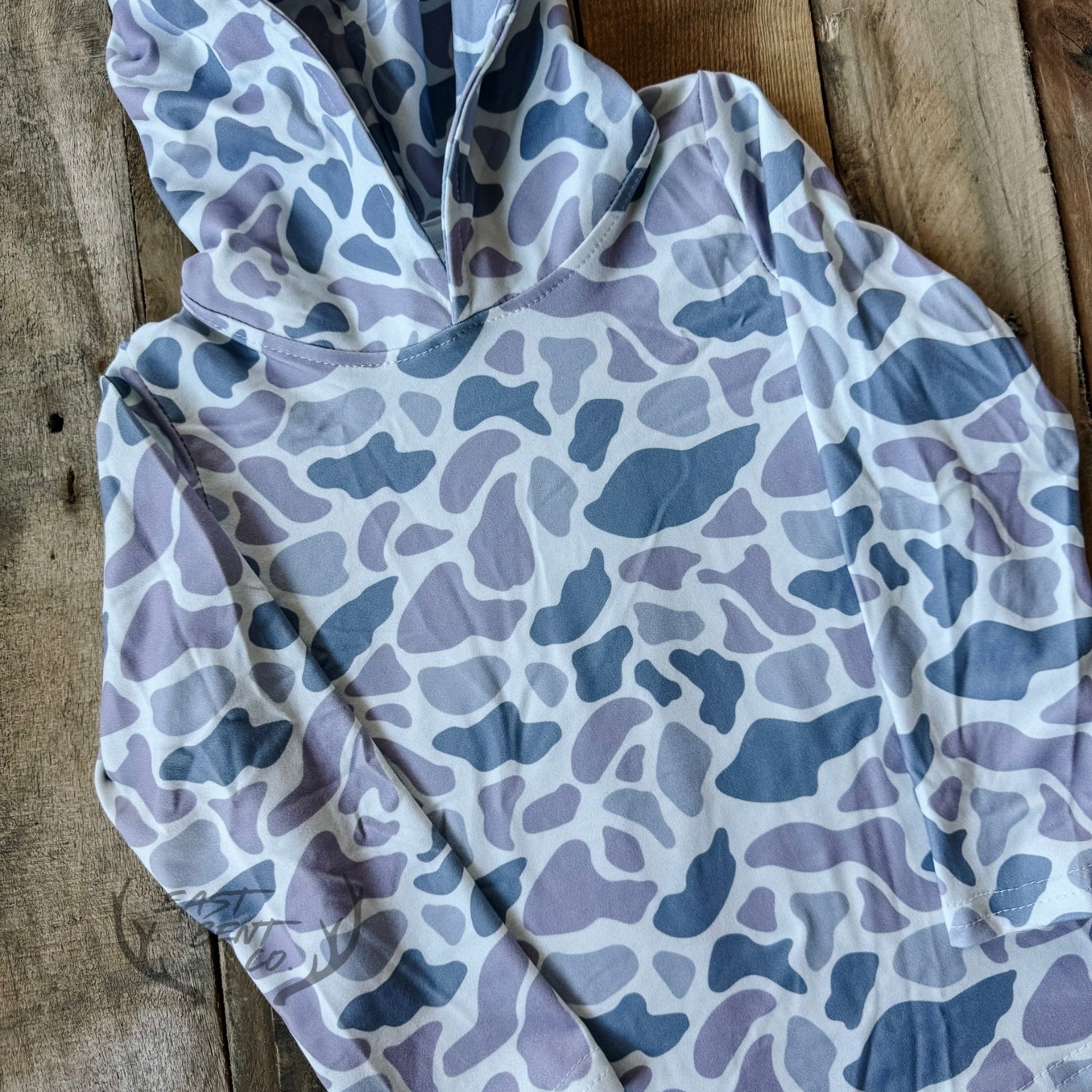 Gravel Camo Kids Long Sleeve Hooded Performance Shirt
