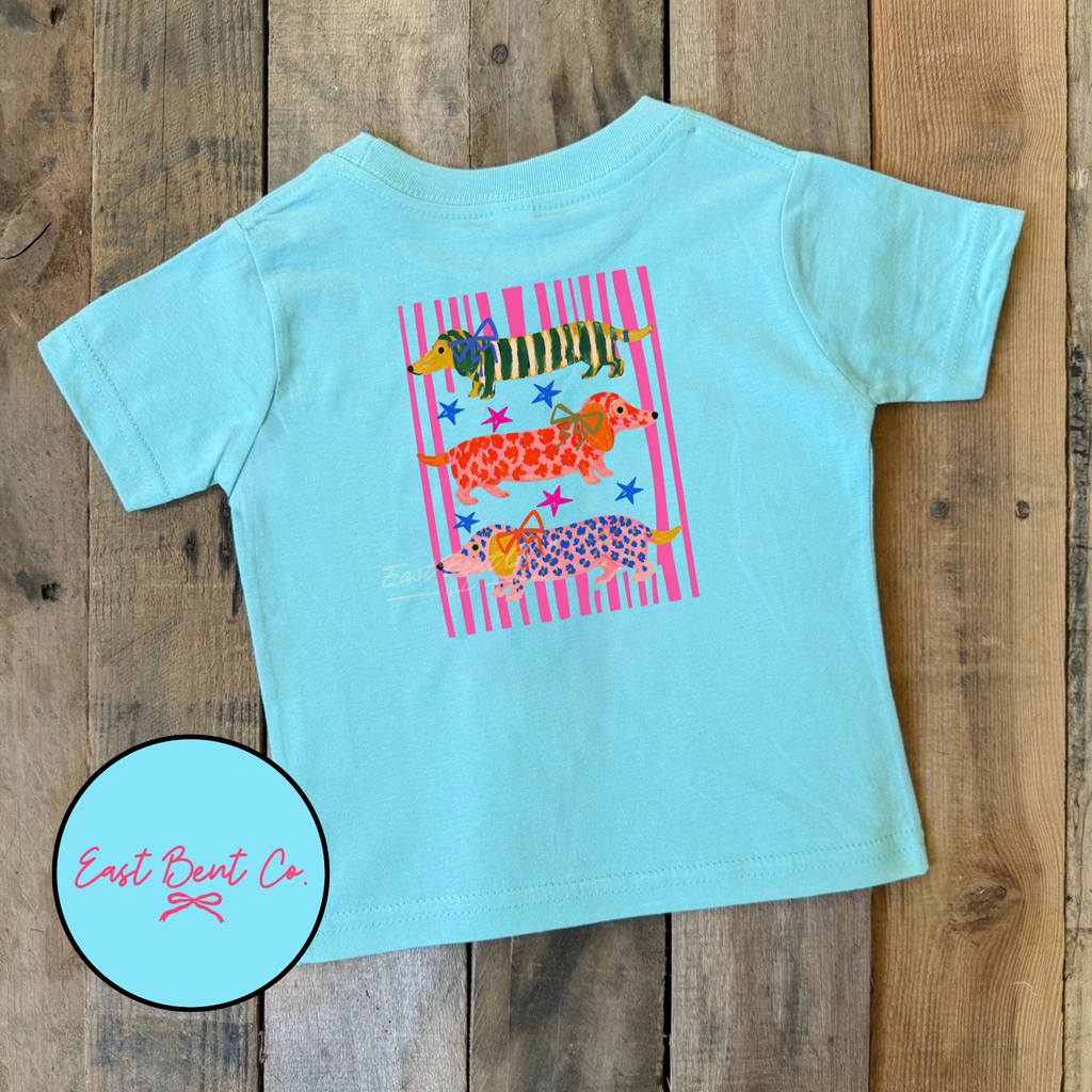 Girls Dachshund Trio Short Sleeve Shirt