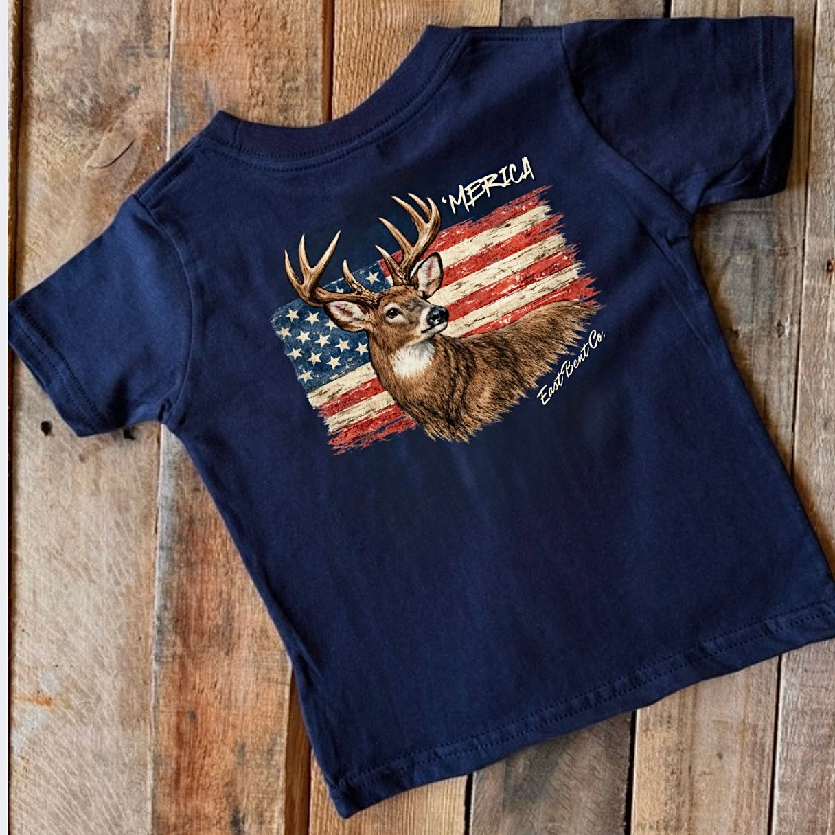 ‘Merica Buck Flag Kids Short Sleeve Shirt