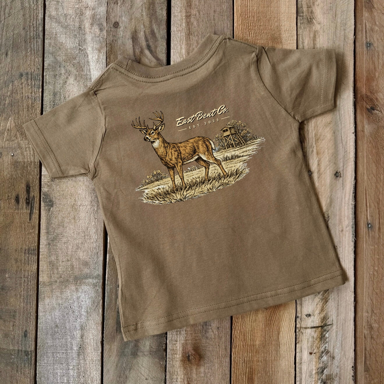 Vintage Deer Logo Kids Short Sleeve Shirt