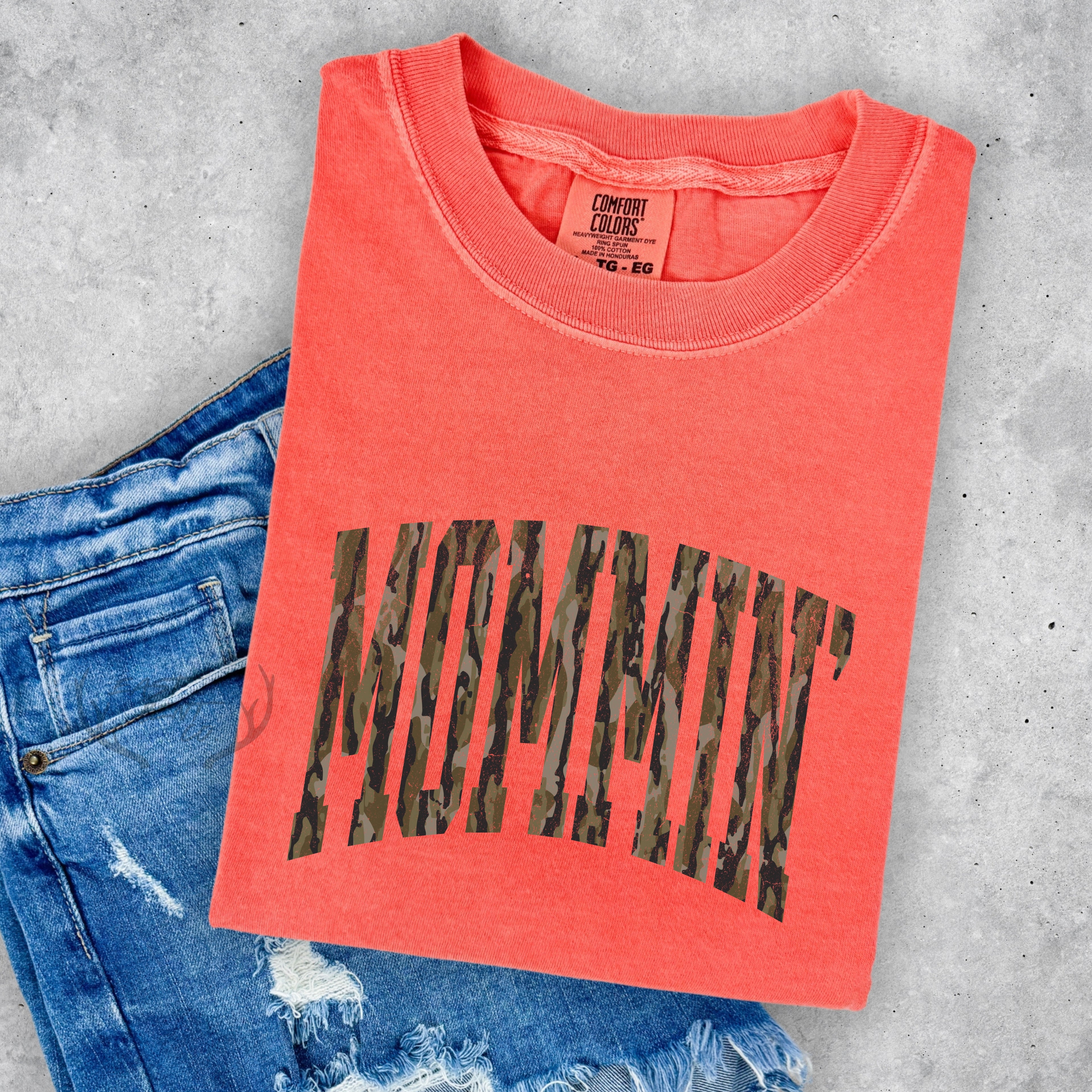 Distressed Mommin’ Camo Adult Short Sleeve Shirt