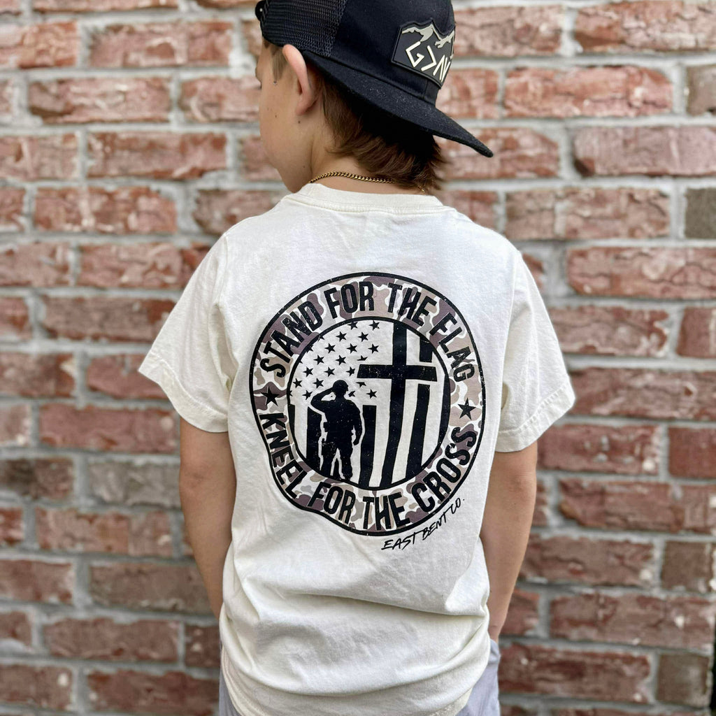 Stand For The Flag Kneel For The Cross Kids Short Sleeve Shirt