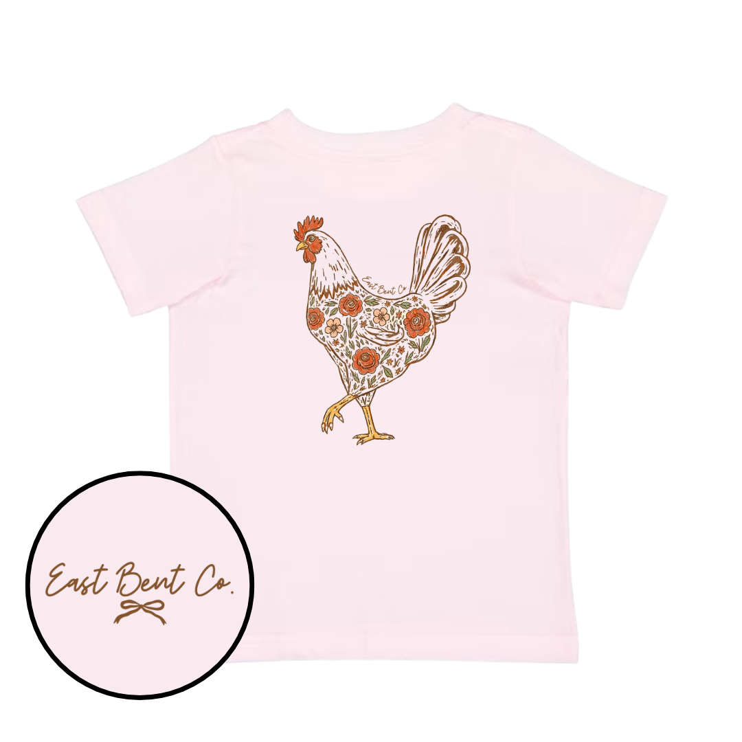 Floral Chicken Girls Short Sleeve Shirt