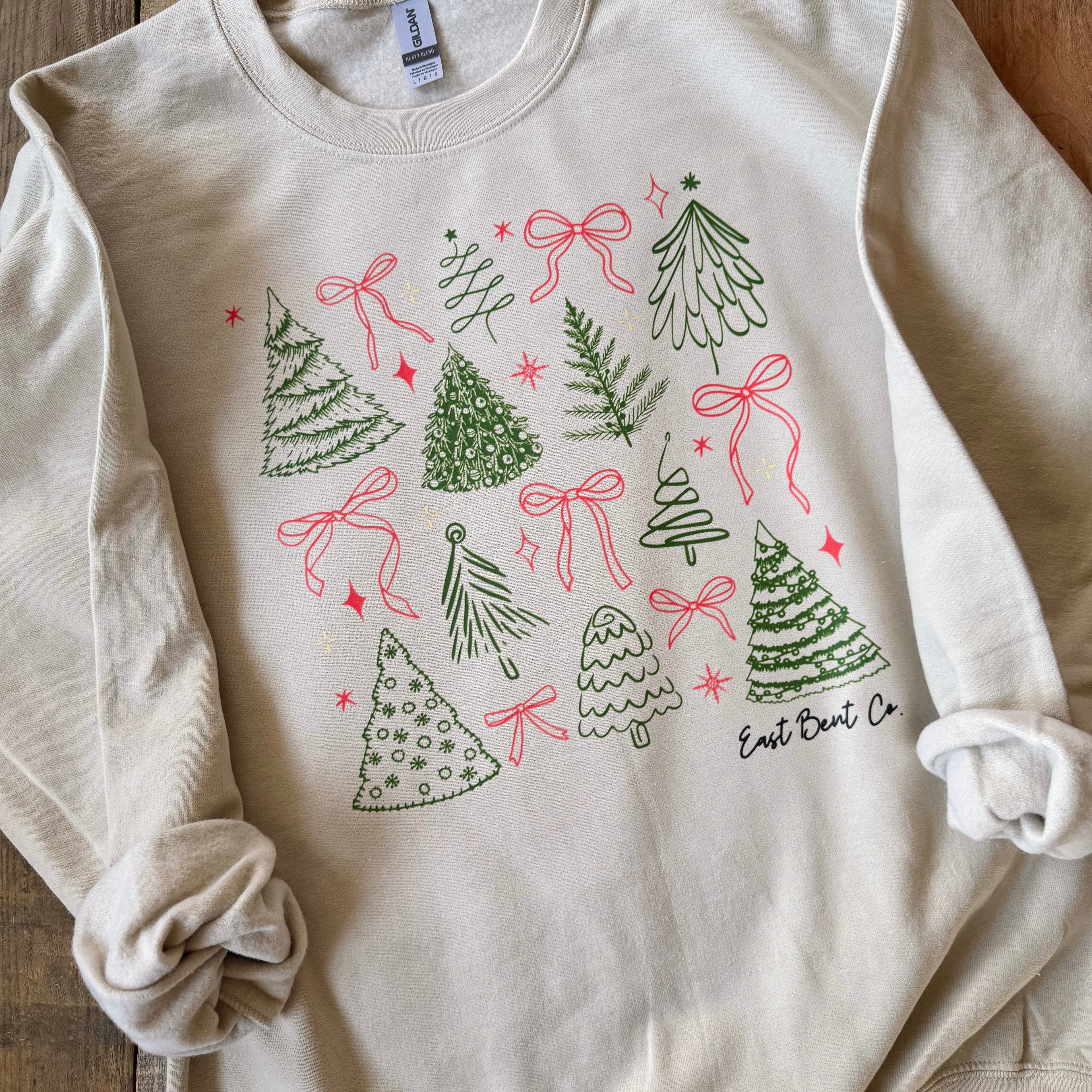 Coquette Christmas Trees Adult Crewneck Sweatshirt
