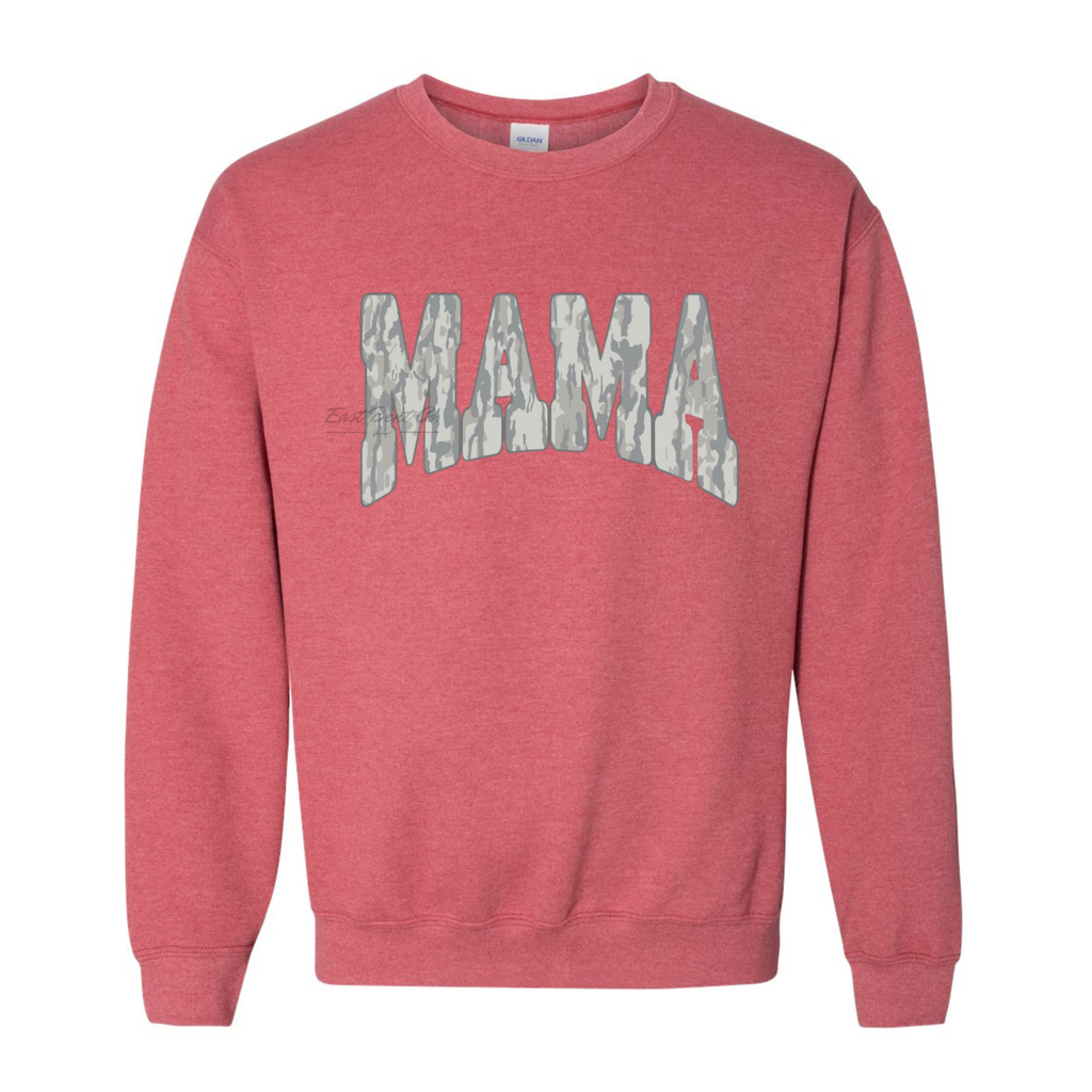 Faded Gray Bark Camo Mama Adult Crewneck Sweatshirt