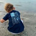 Distressed Blue Camo Fishing Flag Short Sleeve Shirt