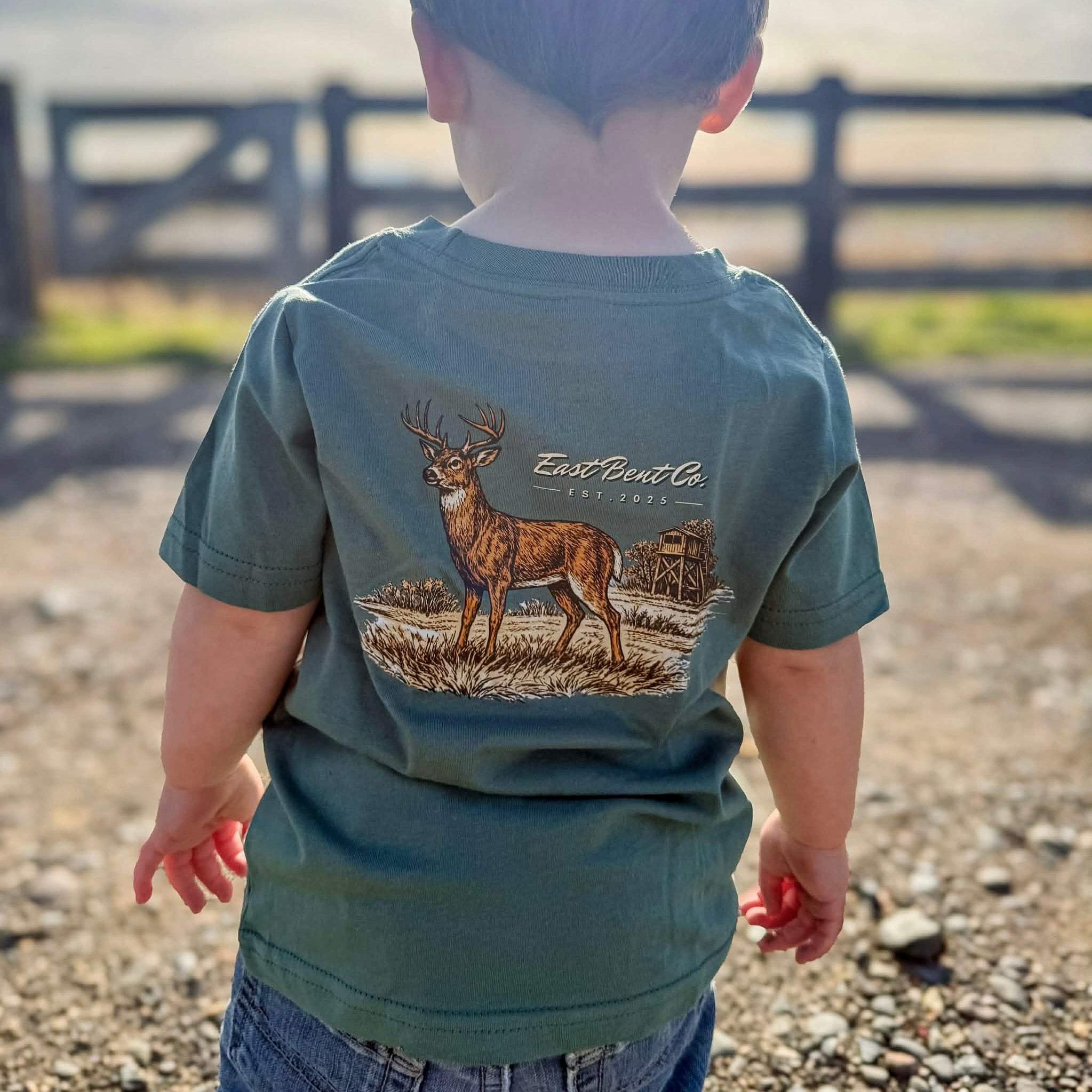 Vintage Deer Logo Kids Short Sleeve Shirt