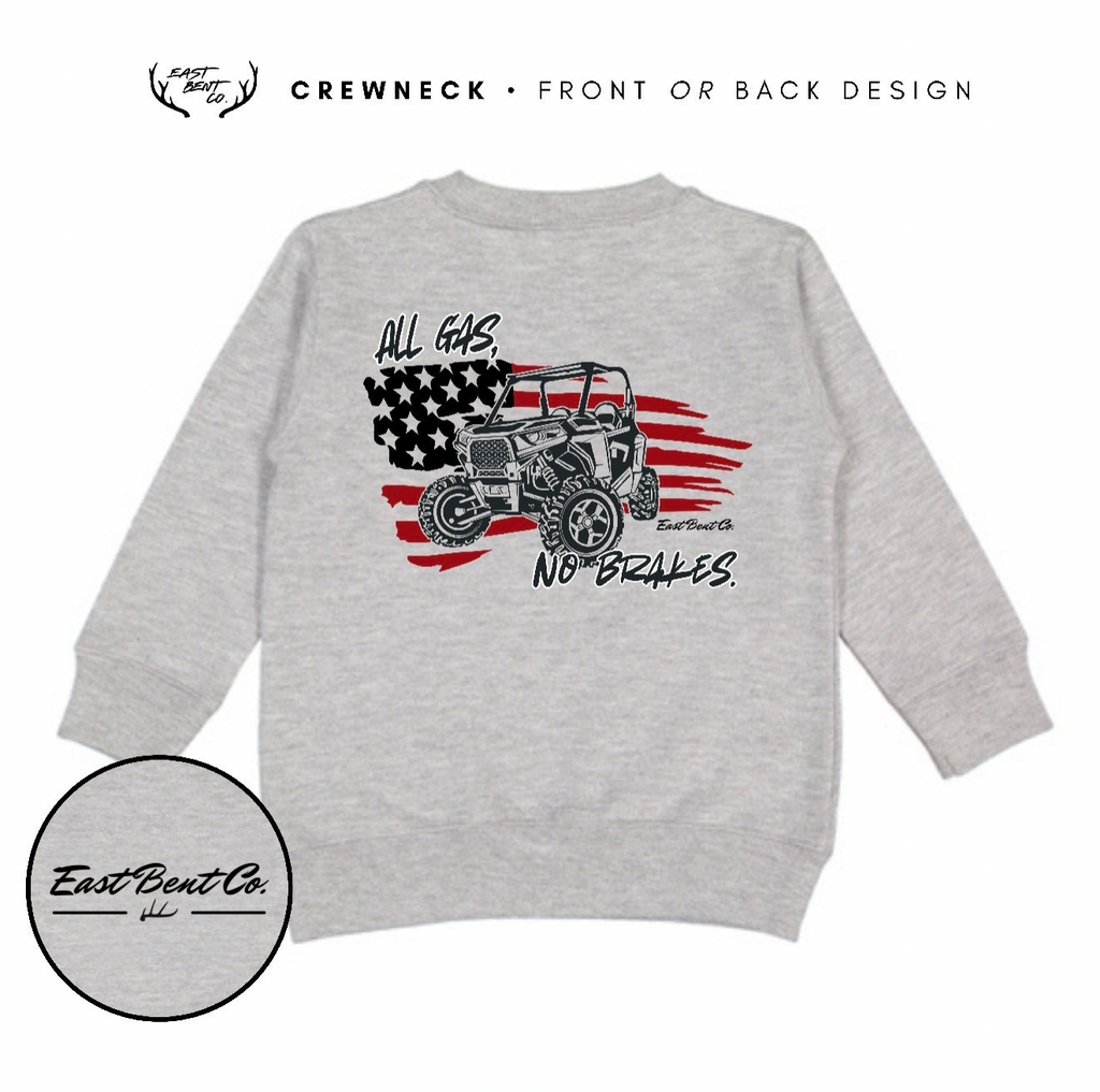 All Gas No Brakes Kids Crewneck Sweatshirt