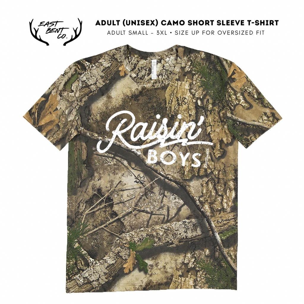 Raisin’ Boys Camo Adult Short Sleeve Shirt
