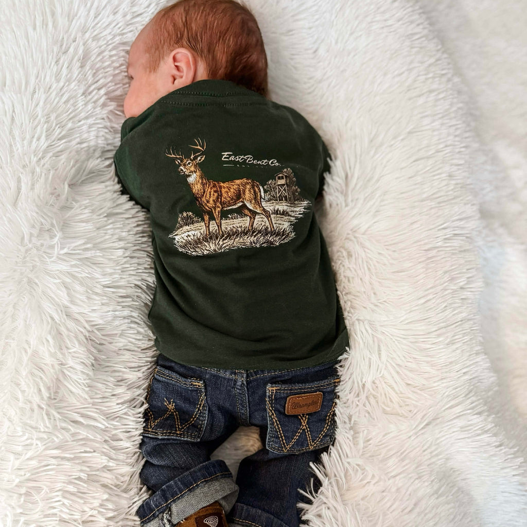Vintage Deer Logo Kids Short Sleeve Shirt