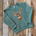 Faux Rhinestone Girls Deer Crewneck Sweatshirt (Front Design)