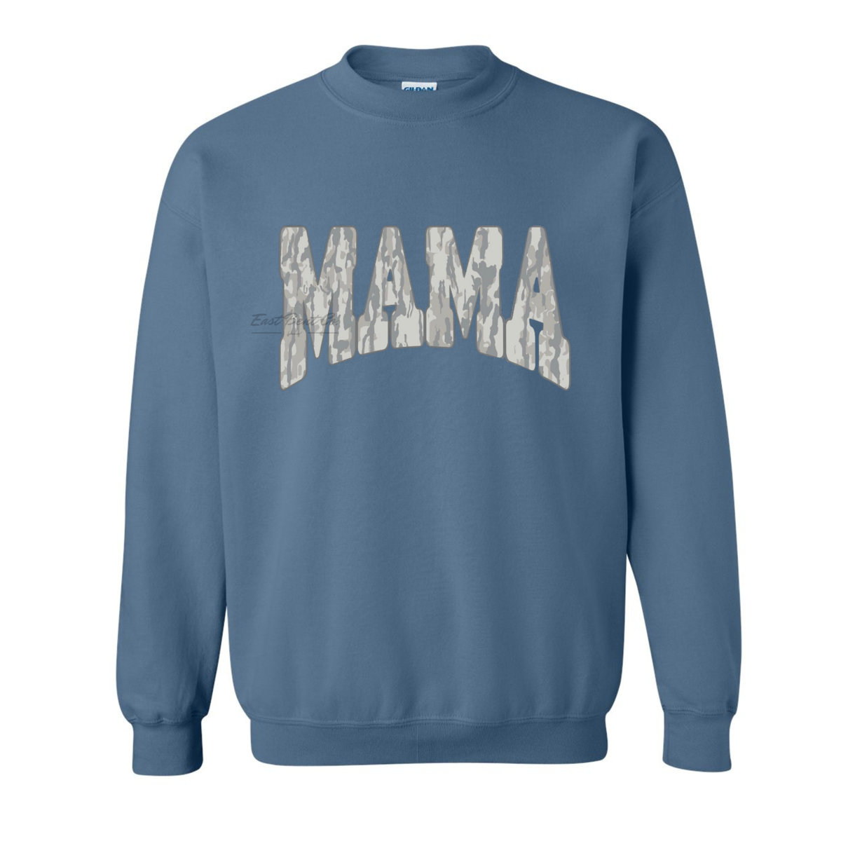 Faded Gray Bark Camo Mama Adult Crewneck Sweatshirt