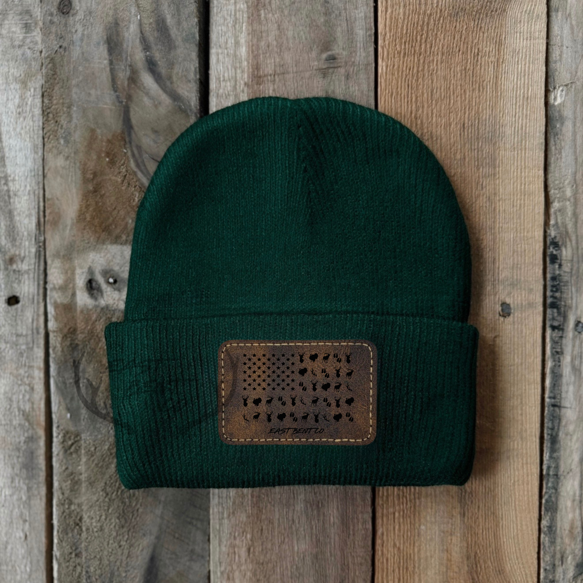 East Bent Co. Toddler Leatherette Patch Beanies