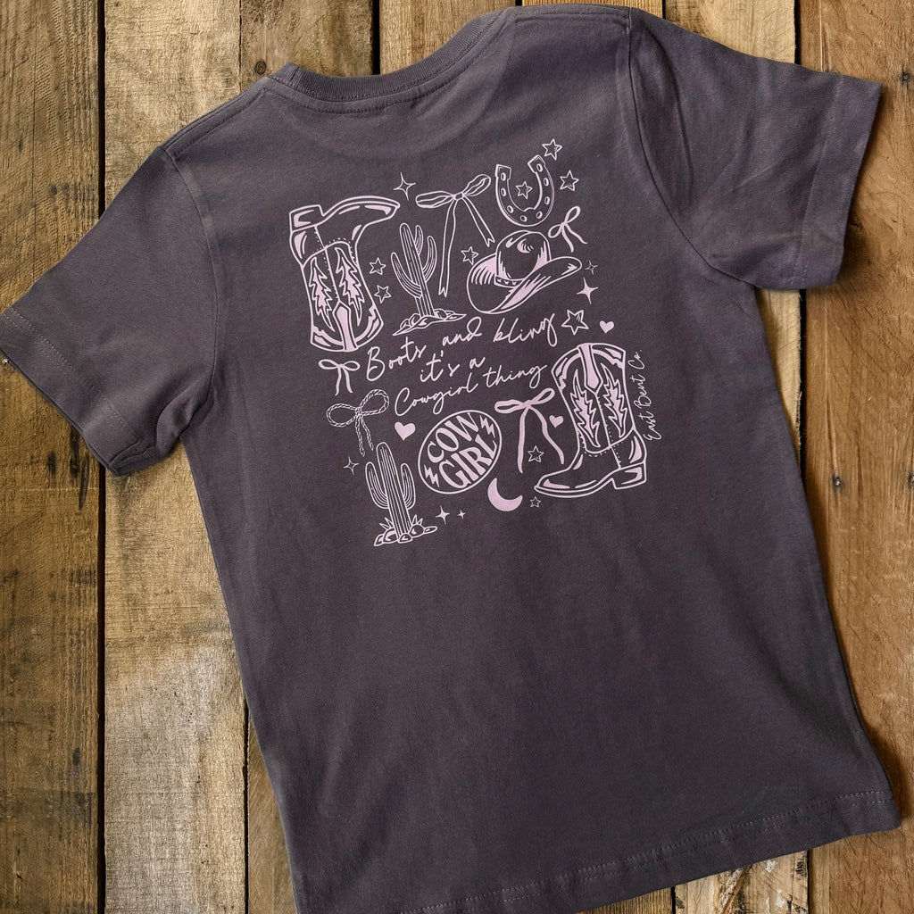 Boots & Bling It’s A Cowgirl Thing Girls Short Sleeve Shirt