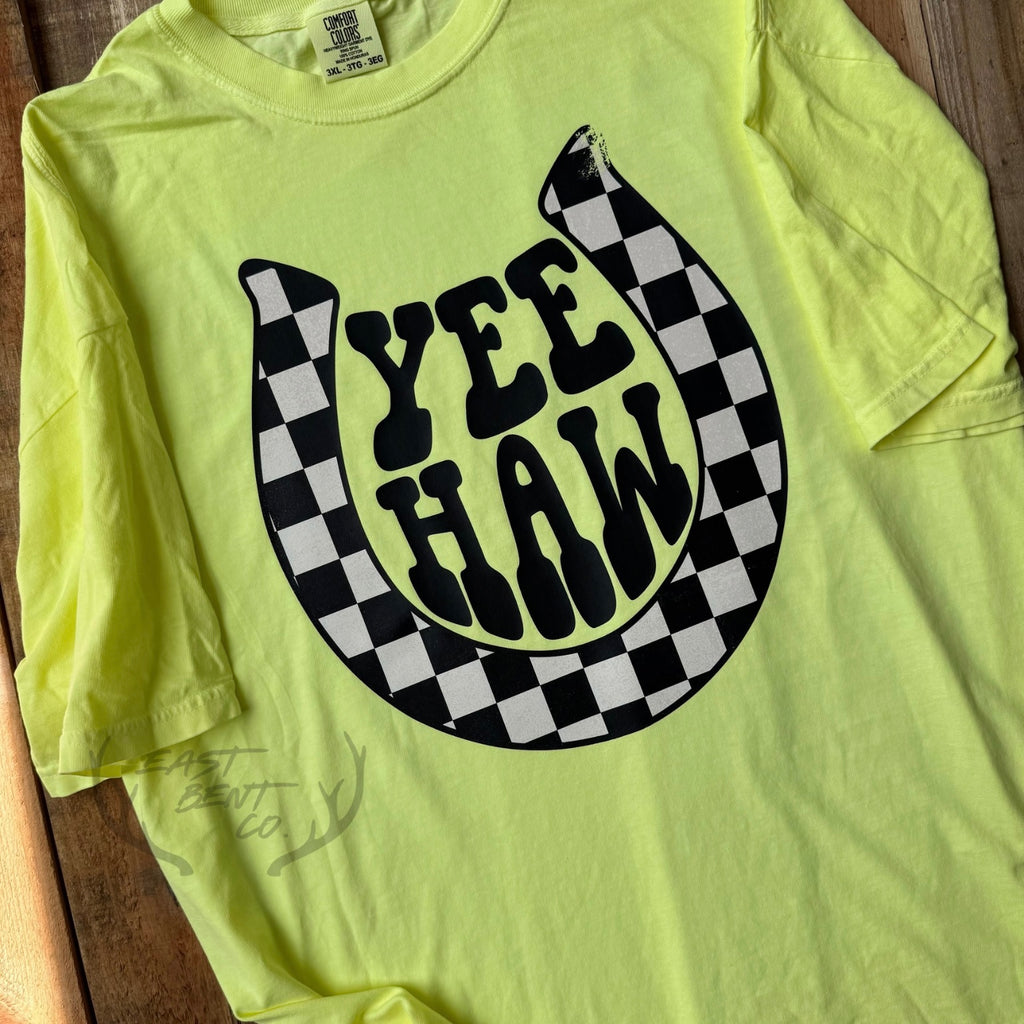 Checkered Yeehaw Adult Short Sleeve Shirt