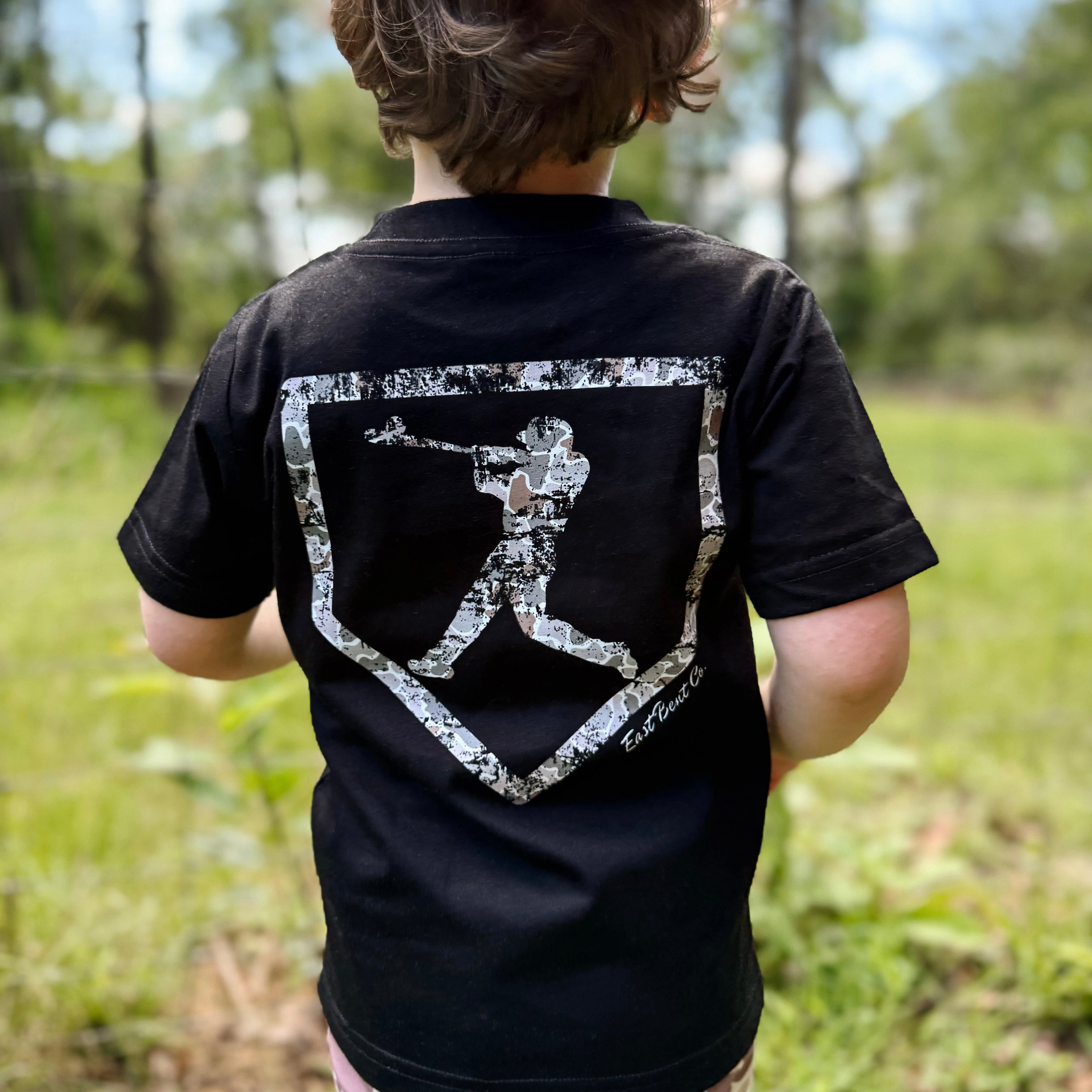 Camo Baseball Home Plate Kids Short Sleeve Shirt