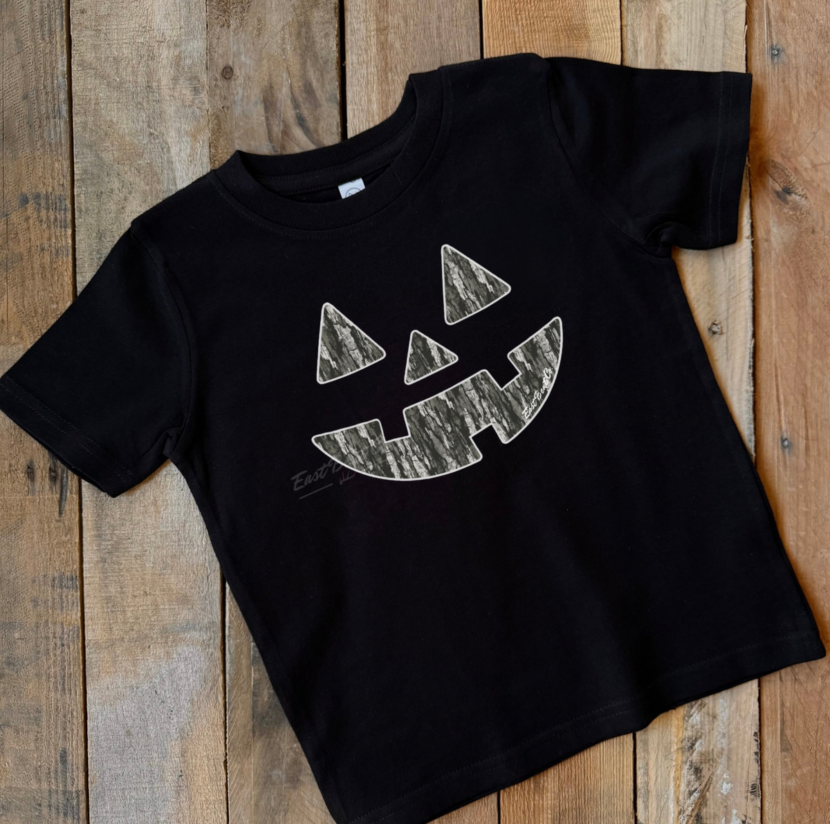 Gloomy Bark Camo Pumpkin Short Sleeve Shirt (Front Design)