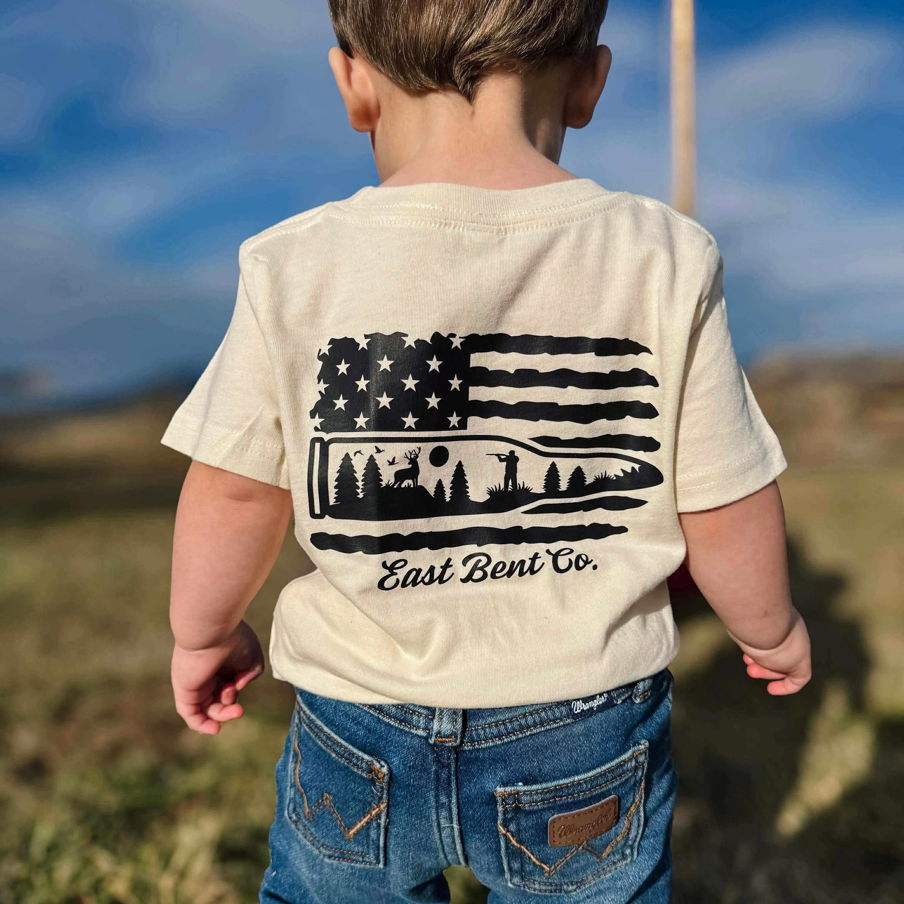 Deer Hunting Flag Kids Short Sleeve Shirt