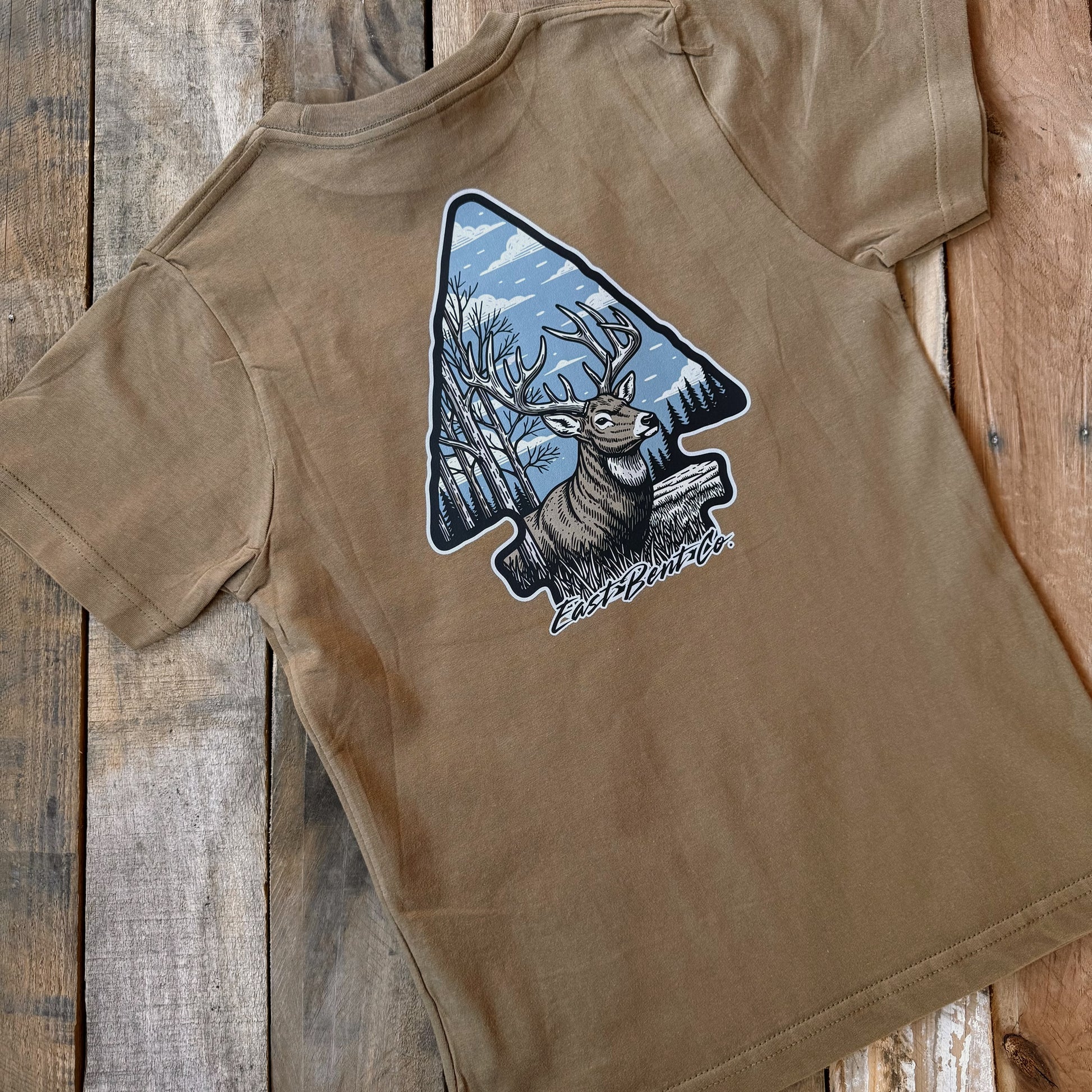 Deer Hunting Arrowhead Kids Short Sleeve Shirt